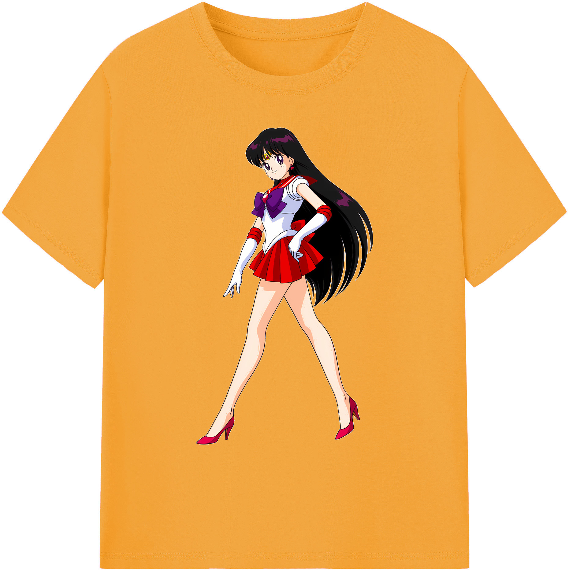 （画像用） 美少女戦士セーラームーン 火野レイ ひの レイ Sailor Moon Hino Rei （セーラーマーズ,Sailor Mars） 綿100％ メンズ半袖Tシャツ｜肌触りやわらか＆通気性