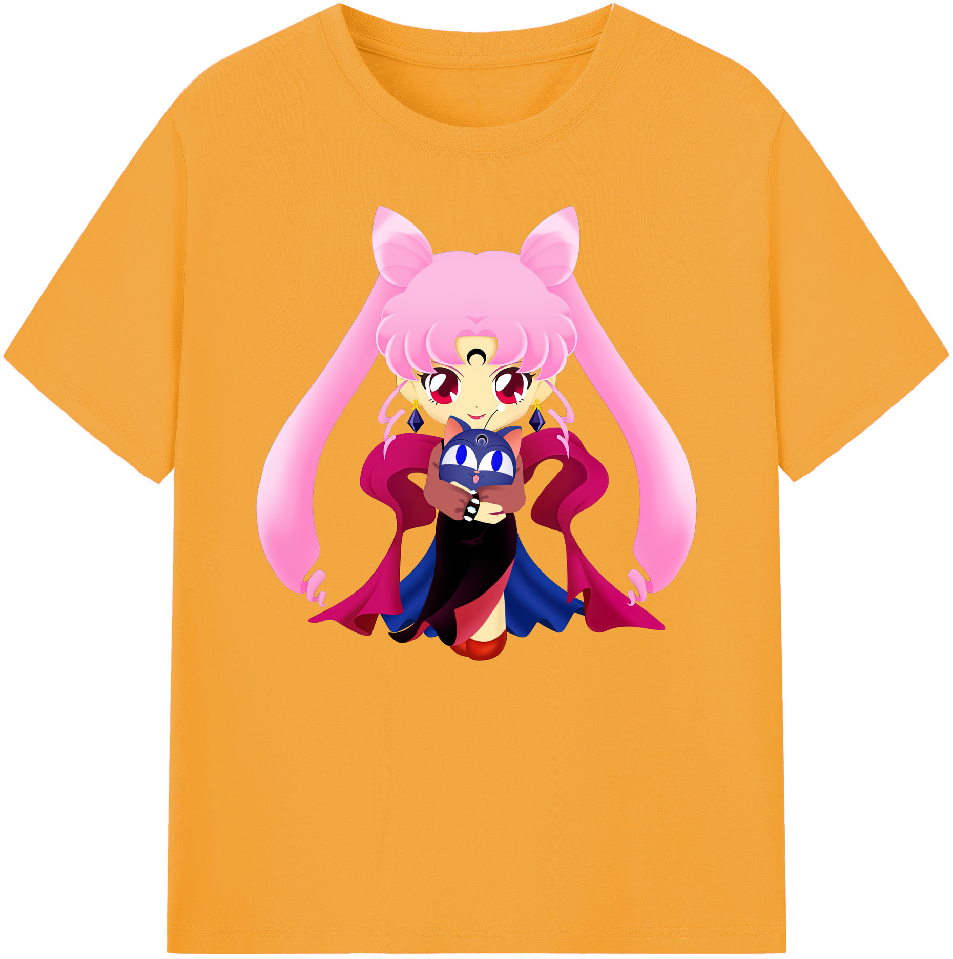 （画像用） 美少女戦士セーラームーン ちびうさ Sailor Moon Chibiusa Tsukino Usagi Small Lady Serenity 綿100％ メンズ半袖Tシャツ｜肌触りやわらか＆通気性