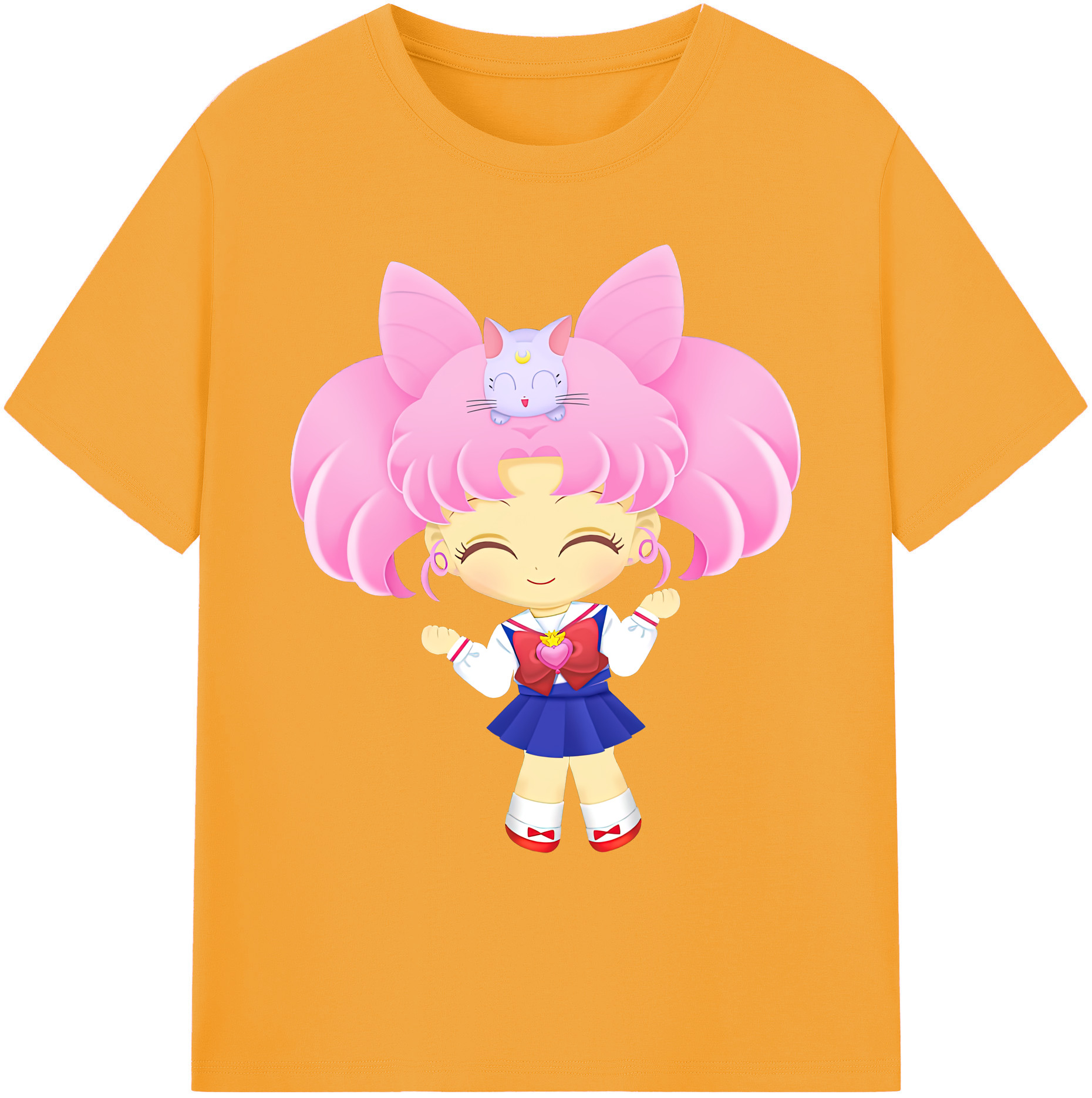 （画像用） 美少女戦士セーラームーン ちびうさ Sailor Moon Chibiusa Tsukino Usagi Small Lady Serenity 綿100％ メンズ半袖Tシャツ｜肌触りやわらか＆通気性