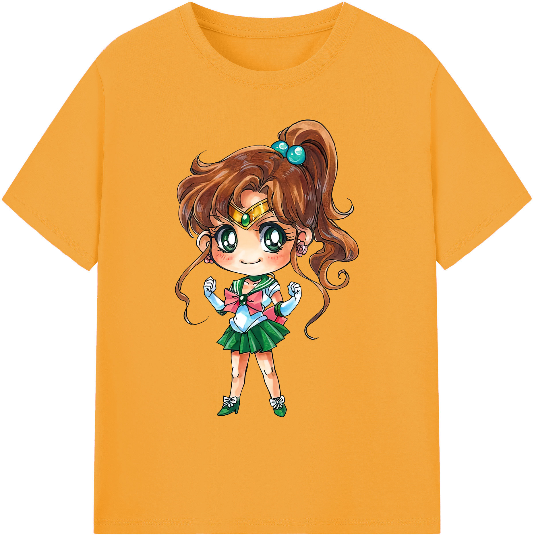 （画像用） 美少女戦士セーラームーン 木野 まこと きの まこと Sailor Moon Kino Makoto （セーラージュピター；Sailor Jupiter） 綿100％ メンズ半袖Tシャツ｜肌触りやわらか＆通気性