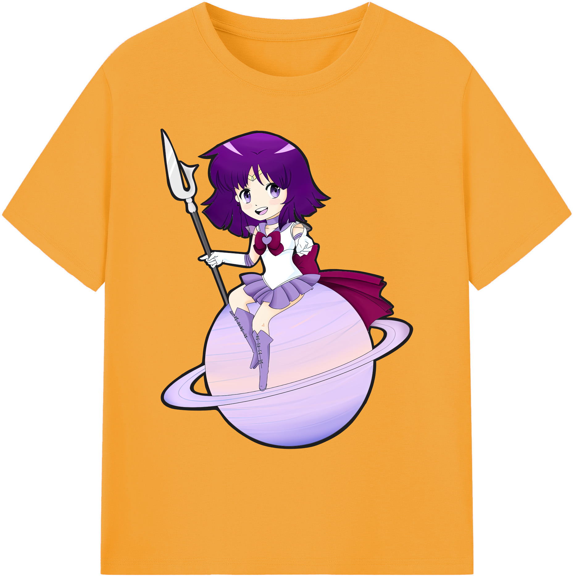 （画像用） 美少女戦士セーラームーン 土萠ほたる Sailor Moon Tomoe Hotaru （セーラーサターン；Sailor Saturn） 綿100％ メンズ半袖Tシャツ｜肌触りやわらか＆通気性