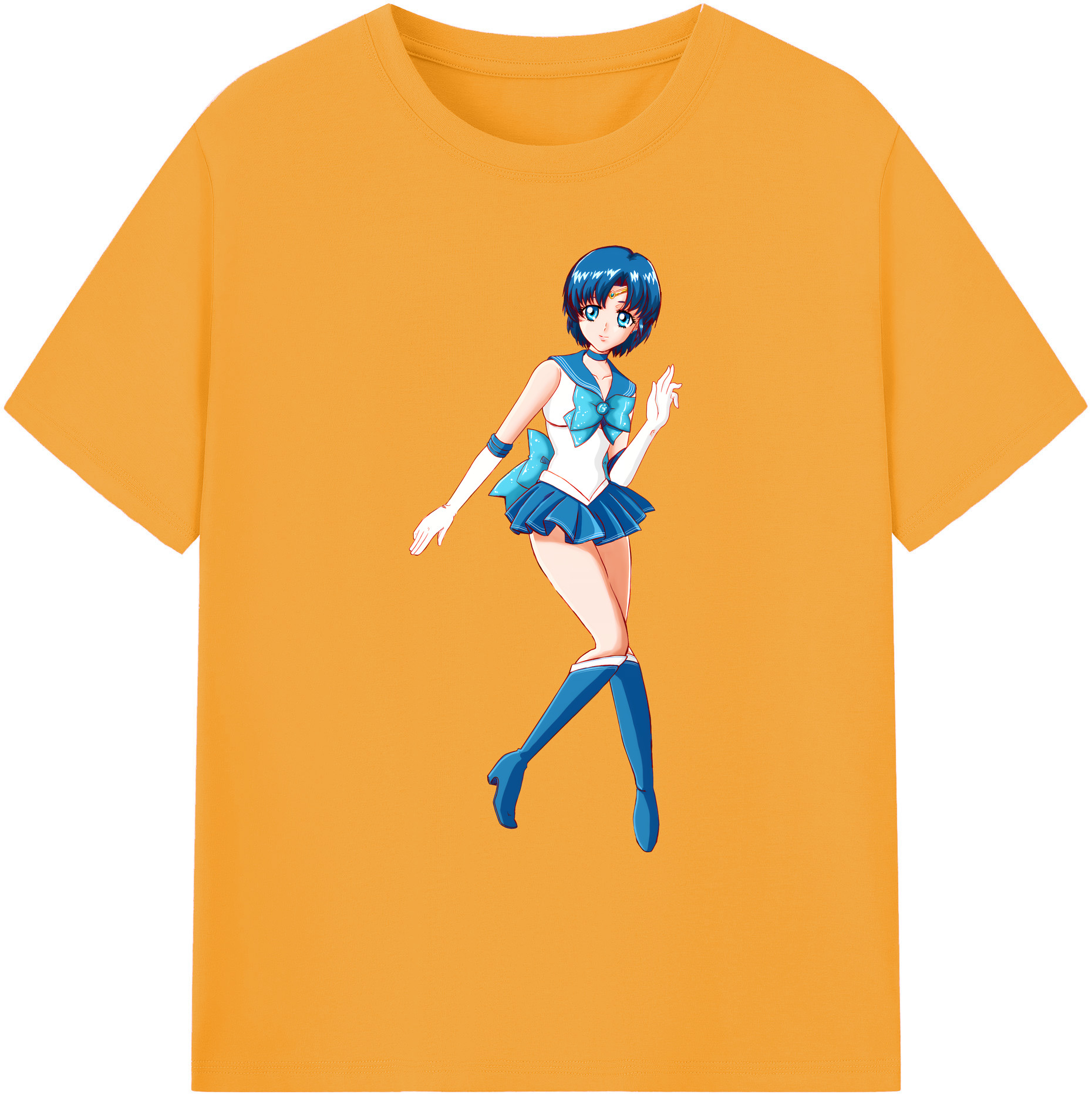 （画像用） 美少女戦士セーラームーン 水野 亜美 みずの あみ Sailor Moon Mizuno Ami 綿100％ メンズ半袖Tシャツ｜肌触りやわらか＆通気性