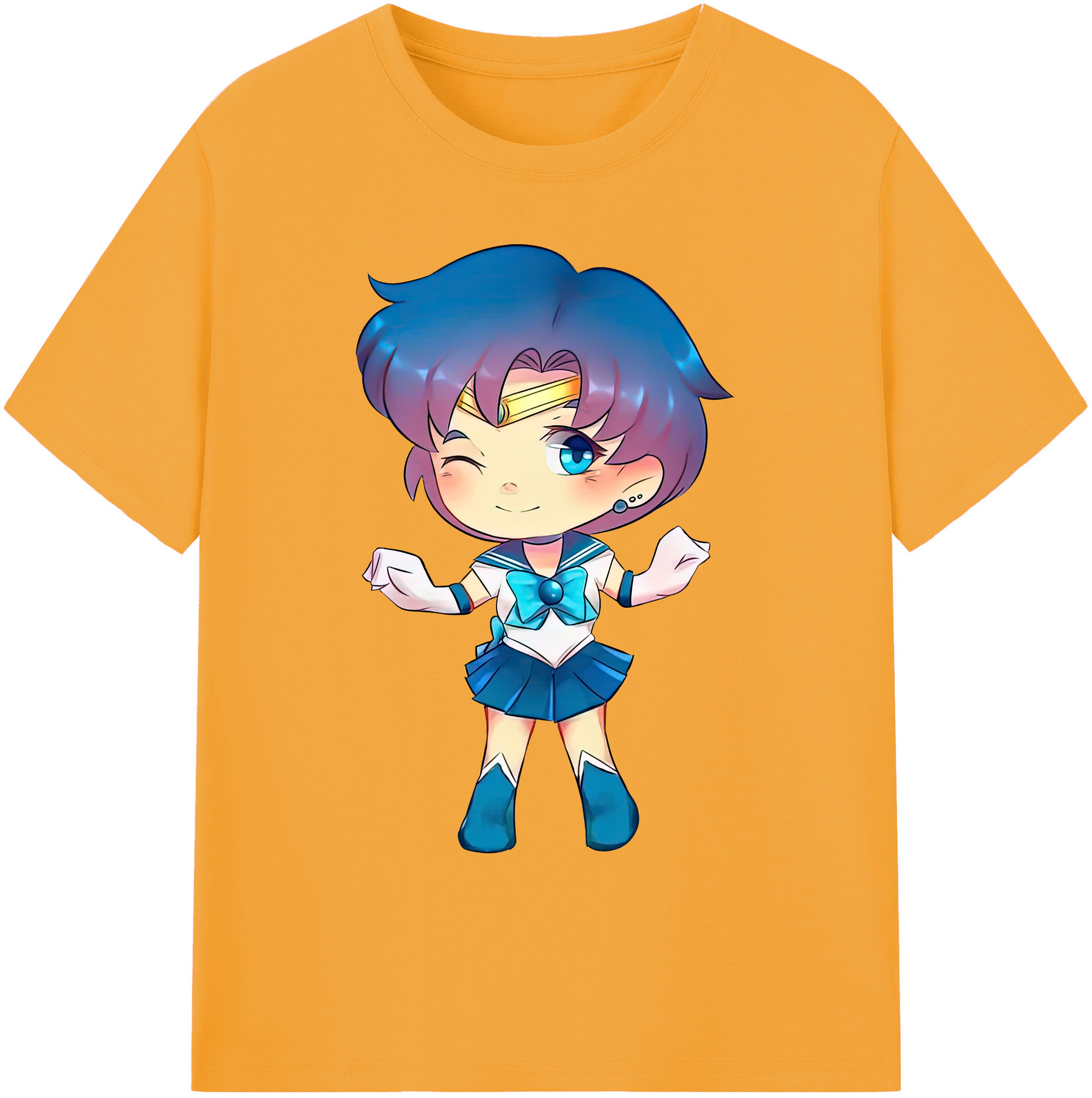 （画像用） 美少女戦士セーラームーン 水野 亜美 みずの あみ Sailor Moon Mizuno Ami 綿100％ メンズ半袖Tシャツ｜肌触りやわらか＆通気性