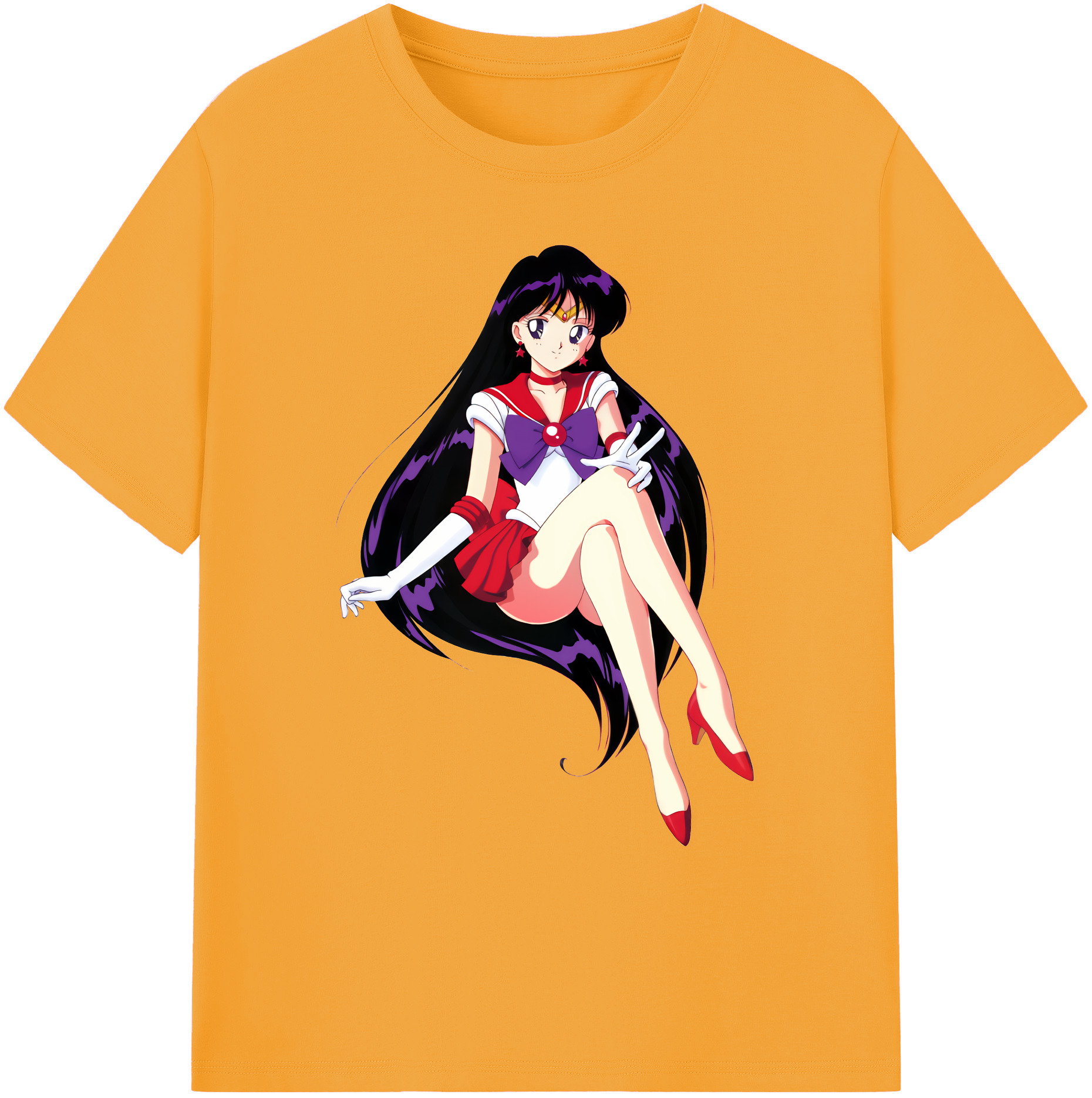 （画像用） 美少女戦士セーラームーン 火野レイ ひの レイ Sailor Moon Hino Rei （セーラーマーズ,Sailor Mars） 綿100％ メンズ半袖Tシャツ｜肌触りやわらか＆通気性