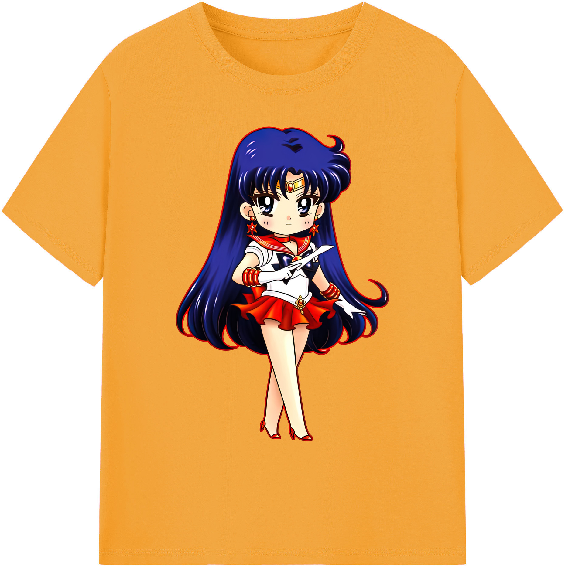 （画像用） 美少女戦士セーラームーン 火野レイ ひの レイ Sailor Moon Hino Rei （セーラーマーズ,Sailor Mars） 綿100％ メンズ半袖Tシャツ｜肌触りやわらか＆通気性