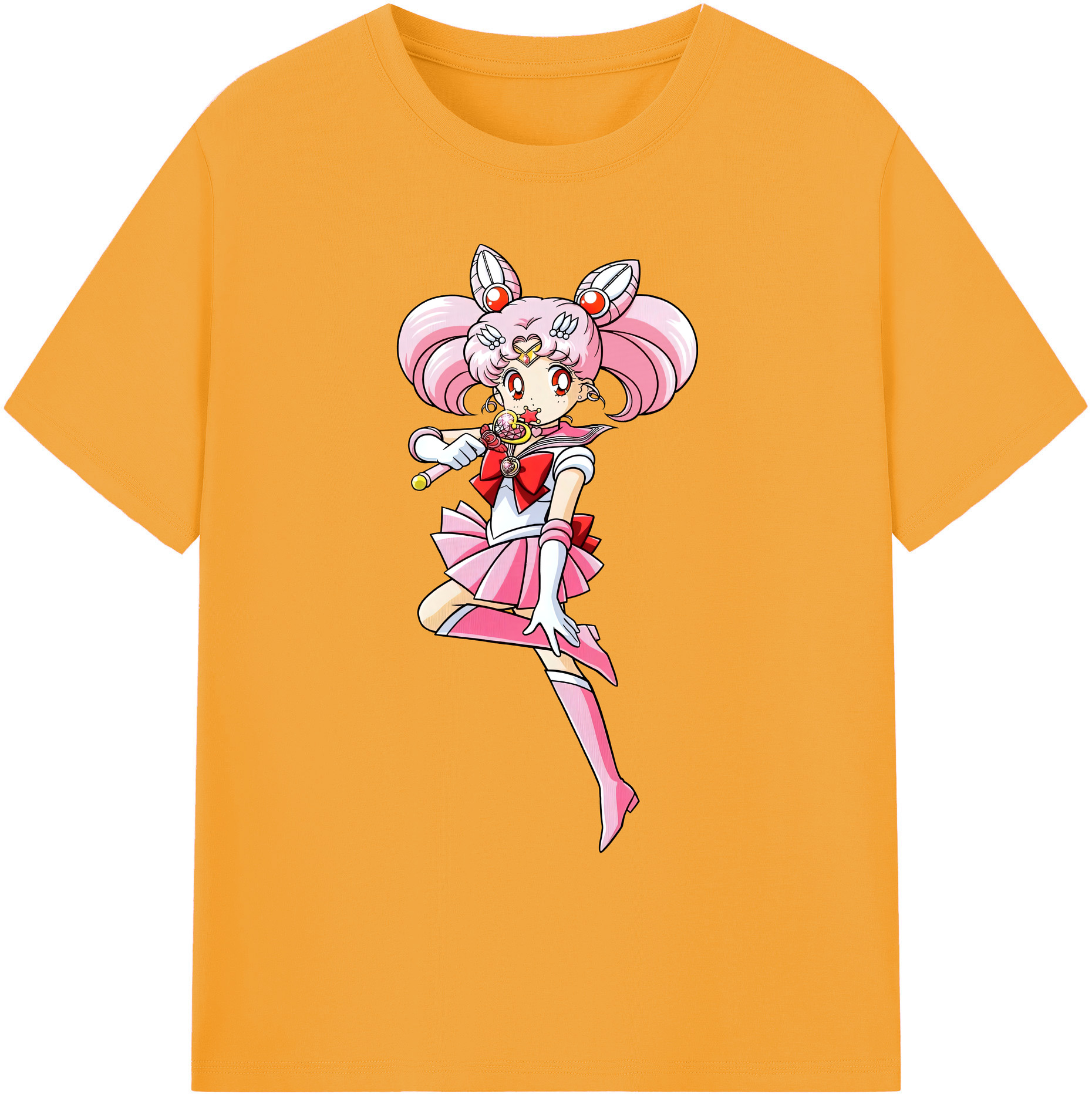 （画像用） 美少女戦士セーラームーン ちびうさ Sailor Moon Chibiusa Tsukino Usagi Small Lady Serenity 綿100％ メンズ半袖Tシャツ｜肌触りやわらか＆通気性