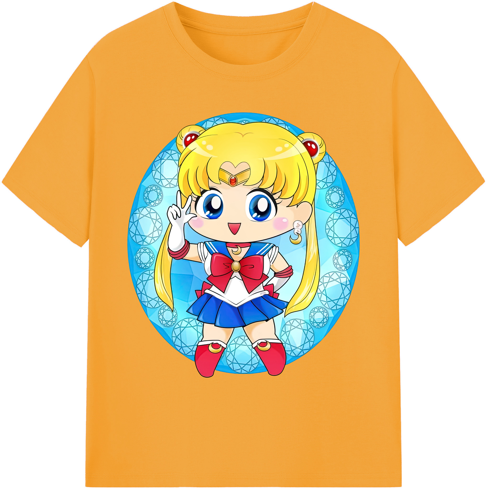 （画像用） 美少女戦士セーラームーン 月野 うさぎ つきの うさぎ Sailor Moon Tsukino Usagi 綿100％ メンズ半袖Tシャツ｜肌触りやわらか＆通気性