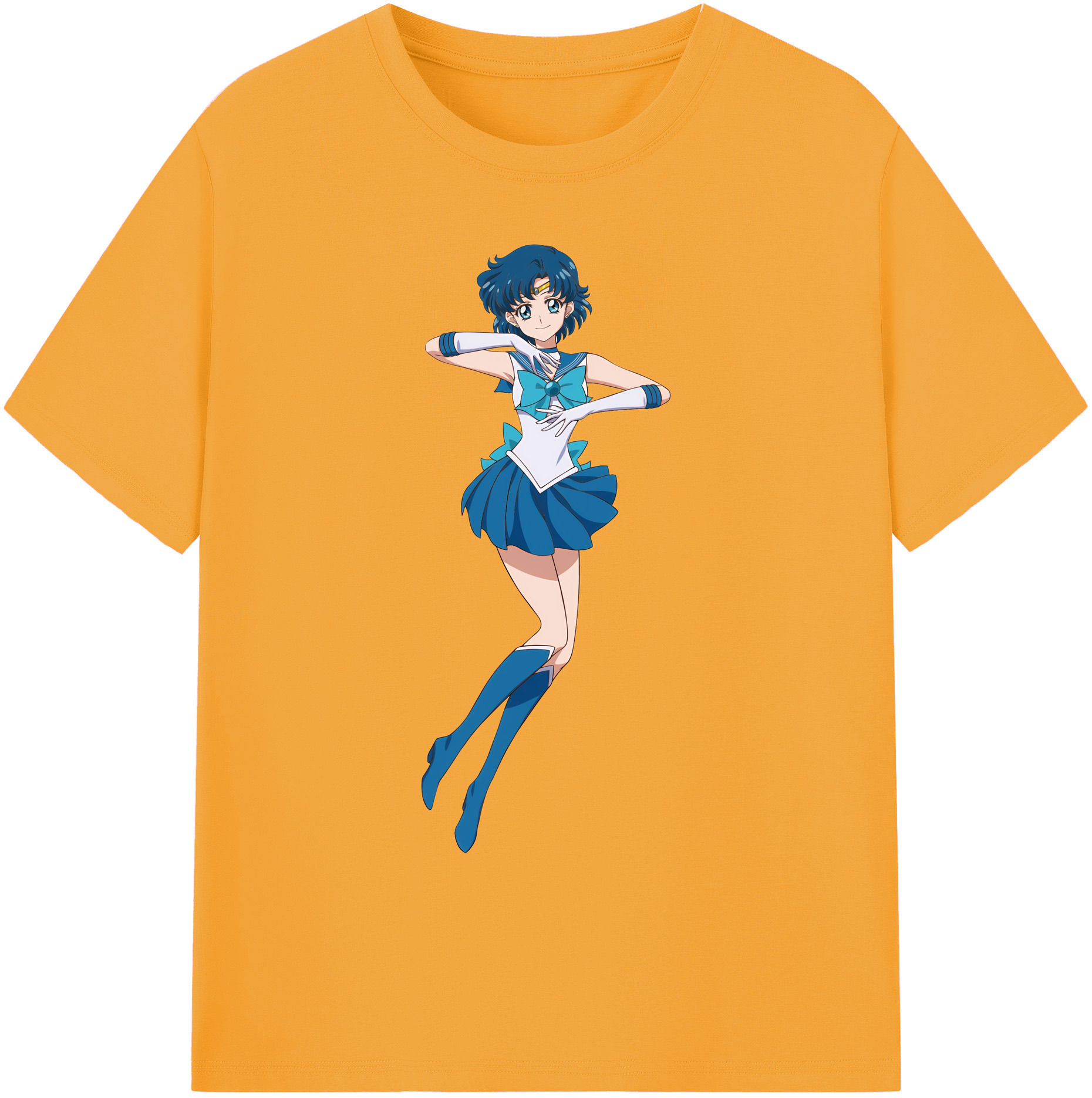 （画像用） 美少女戦士セーラームーン 水野 亜美 みずの あみ Sailor Moon Mizuno Ami 綿100％ メンズ半袖Tシャツ｜肌触りやわらか＆通気性
