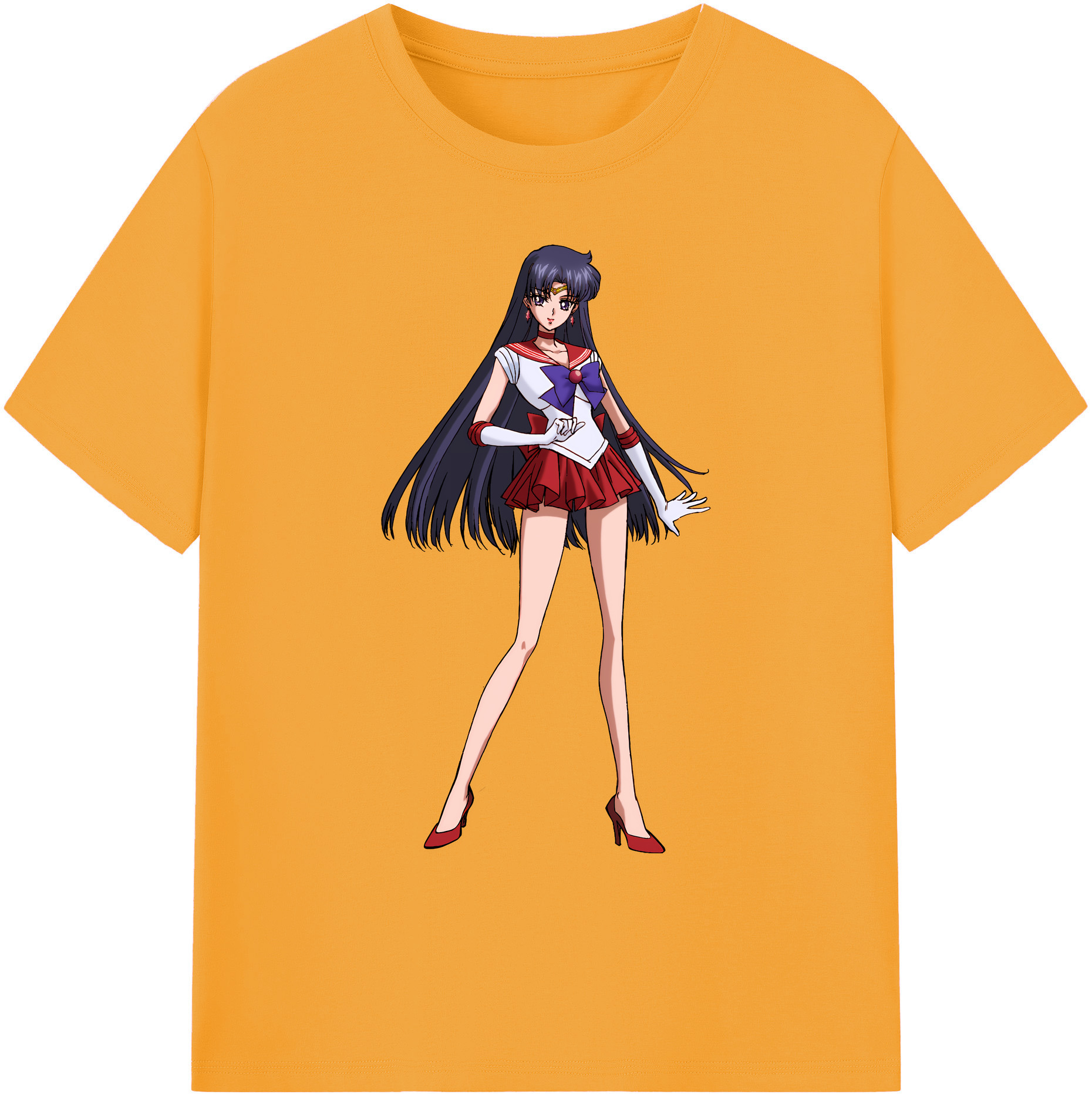 （画像用） 美少女戦士セーラームーン 火野レイ ひの レイ Sailor Moon Hino Rei （セーラーマーズ,Sailor Mars） 綿100％ メンズ半袖Tシャツ｜肌触りやわらか＆通気性