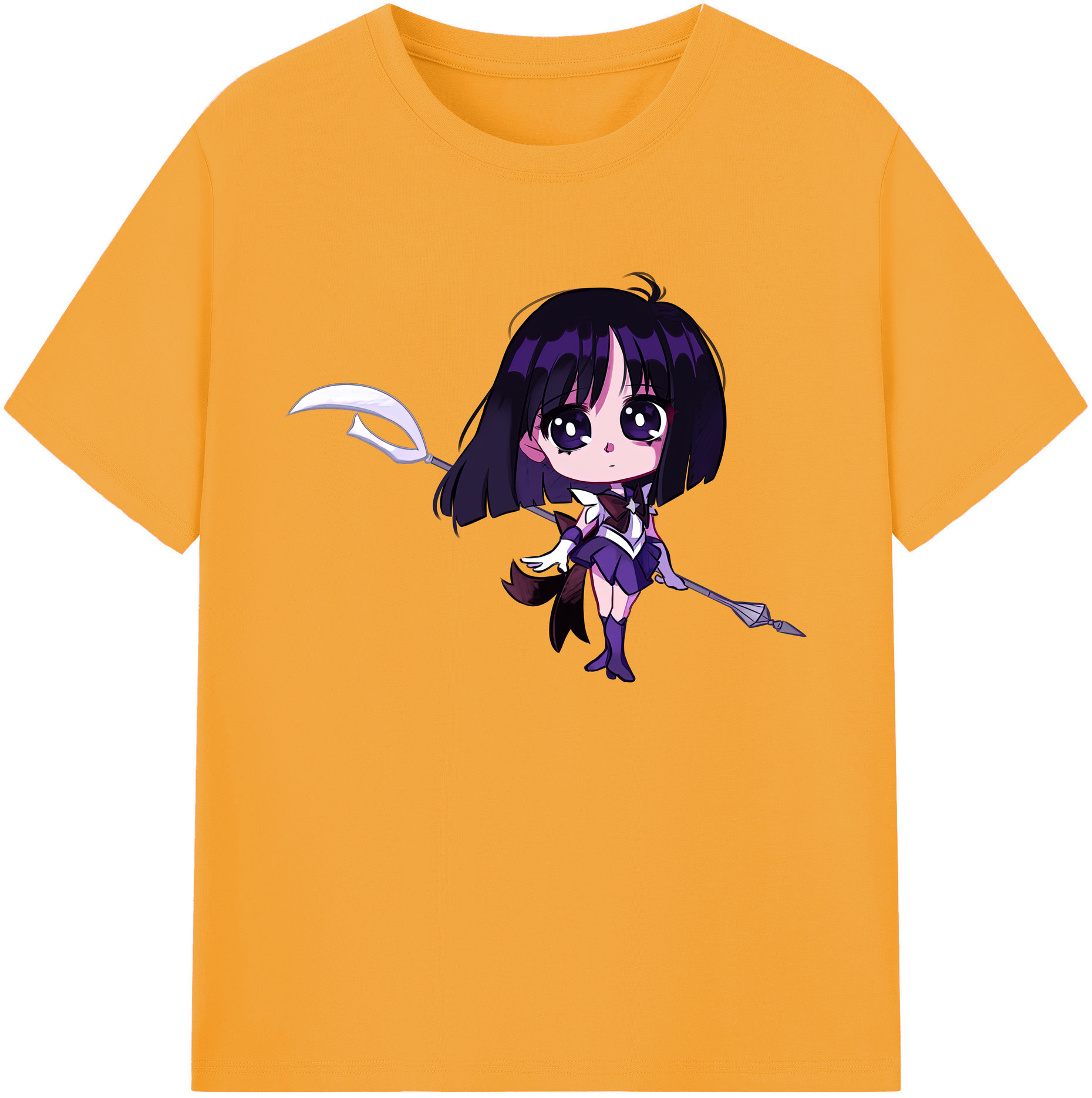 （画像用） 美少女戦士セーラームーン 土萠ほたる Sailor Moon Tomoe Hotaru （セーラーサターン；Sailor Saturn） 綿100％ メンズ半袖Tシャツ｜肌触りやわらか＆通気性