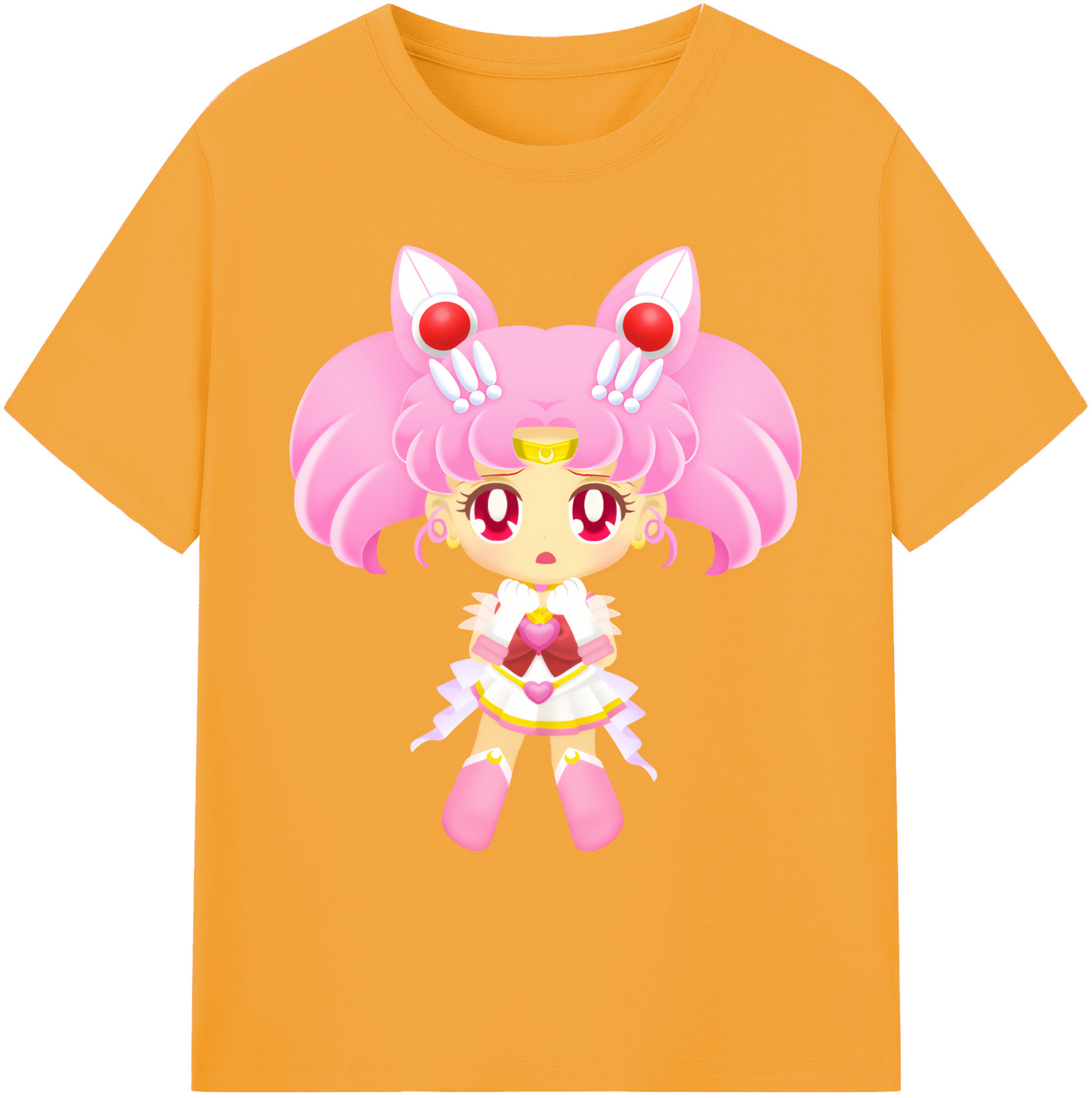 （画像用） 美少女戦士セーラームーン ちびうさ Sailor Moon Chibiusa Tsukino Usagi Small Lady Serenity 綿100％ メンズ半袖Tシャツ｜肌触りやわらか＆通気性