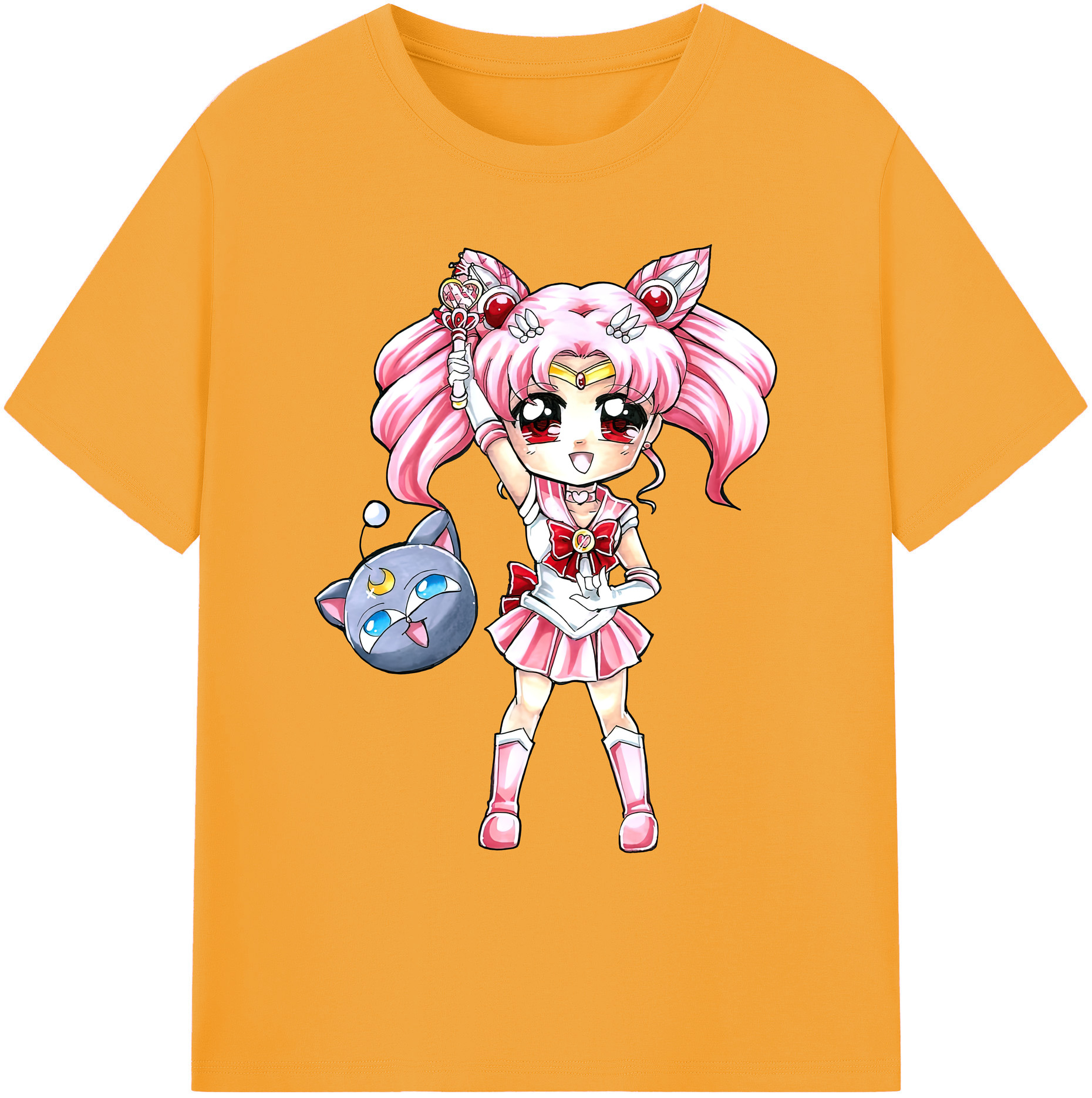 （画像用） 美少女戦士セーラームーン ちびうさ Sailor Moon Chibiusa Tsukino Usagi Small Lady Serenity 綿100％ メンズ半袖Tシャツ｜肌触りやわらか＆通気性