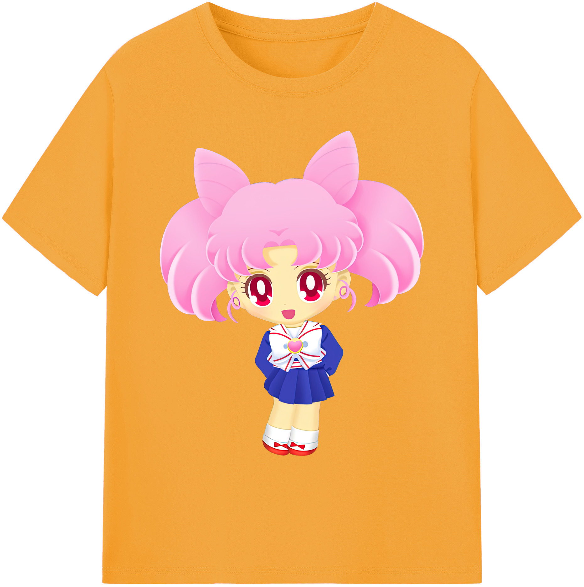 （画像用） 美少女戦士セーラームーン ちびうさ Sailor Moon Chibiusa Tsukino Usagi Small Lady Serenity 綿100％ メンズ半袖Tシャツ｜肌触りやわらか＆通気性