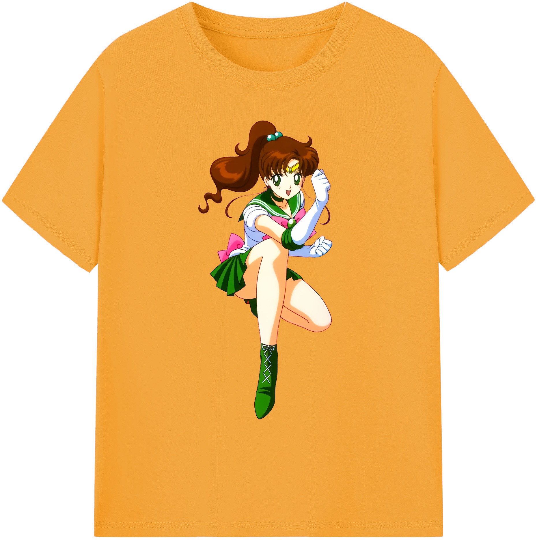 （画像用） 美少女戦士セーラームーン 木野 まこと きの まこと Sailor Moon Kino Makoto （セーラージュピター；Sailor Jupiter） 綿100％ メンズ半袖Tシャツ｜肌触りやわらか＆通気性