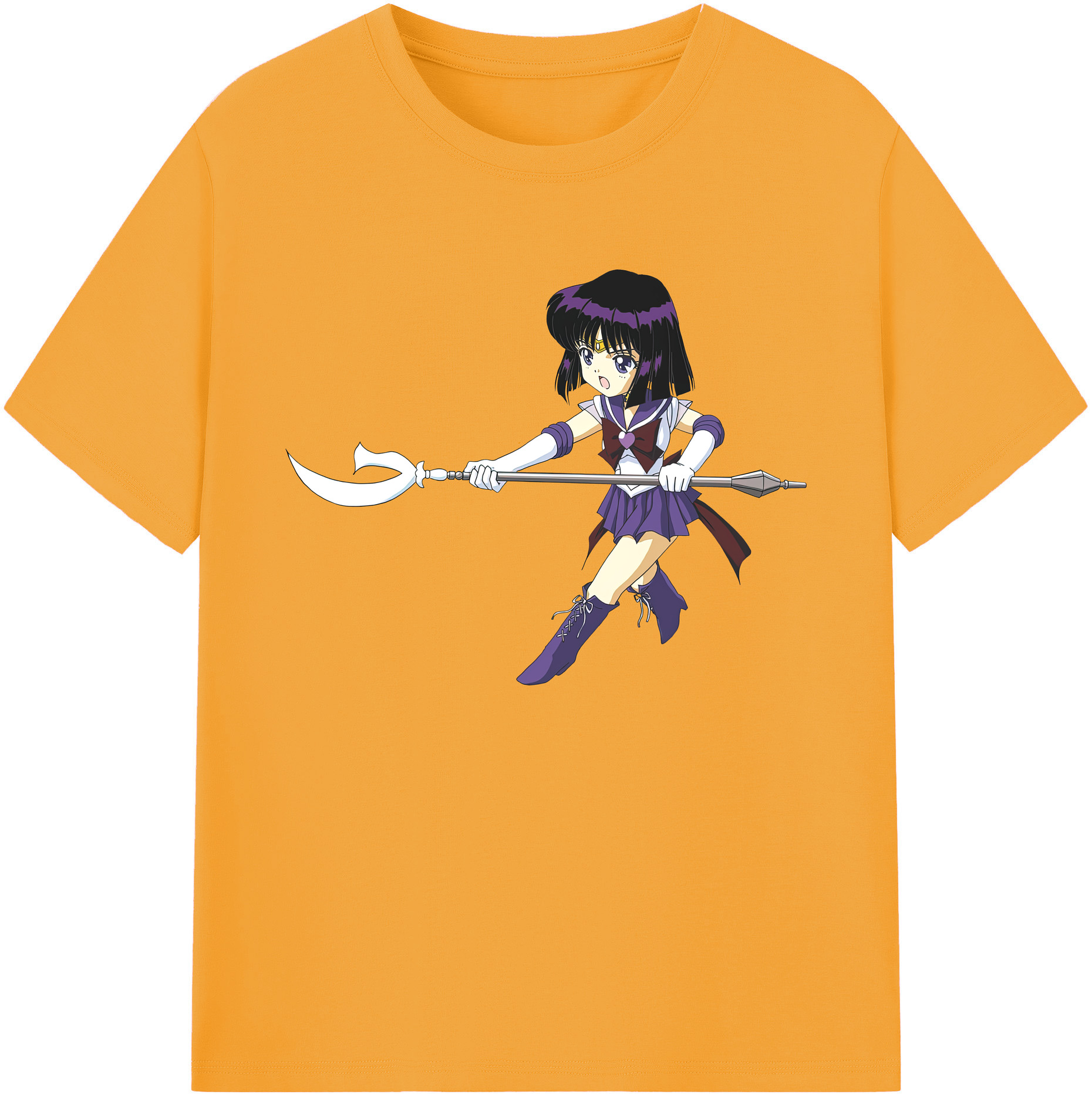 （画像用） 美少女戦士セーラームーン 土萠ほたる Sailor Moon Tomoe Hotaru （セーラーサターン；Sailor Saturn） 綿100％ メンズ半袖Tシャツ｜肌触りやわらか＆通気性