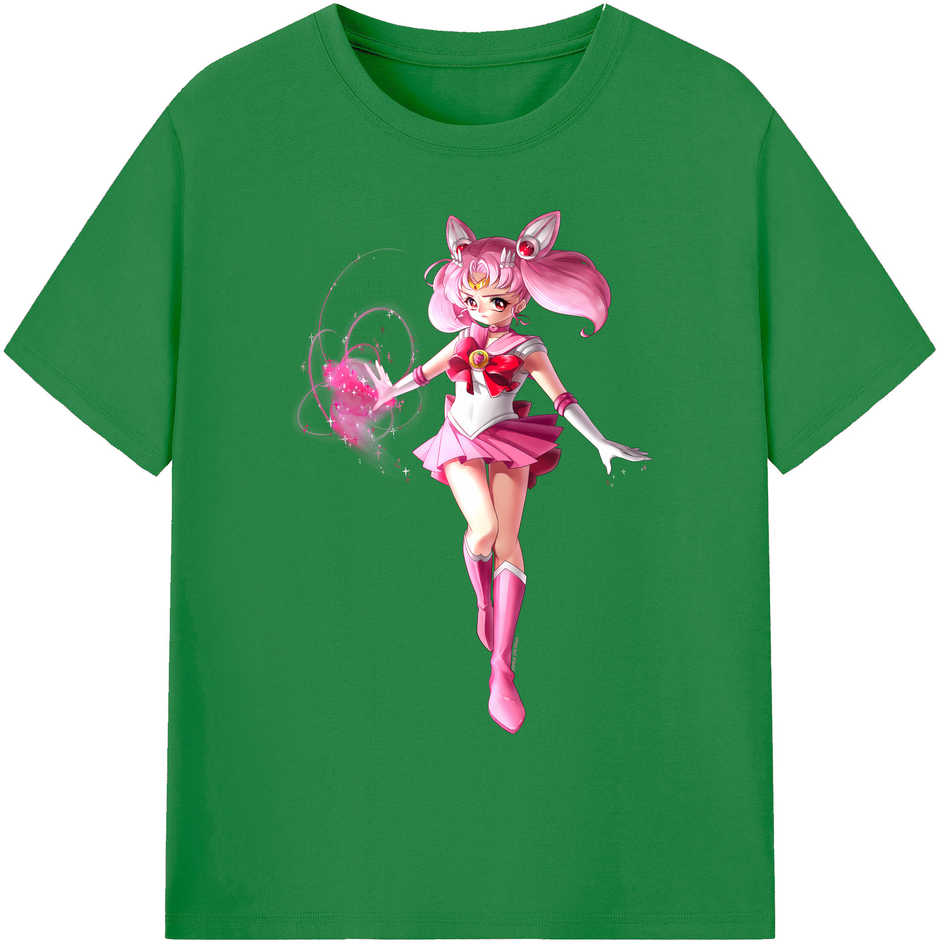 （画像用） 美少女戦士セーラームーン ちびうさ Sailor Moon Chibiusa Tsukino Usagi Small Lady Serenity 綿100％ メンズ半袖Tシャツ｜肌触りやわらか＆通気性