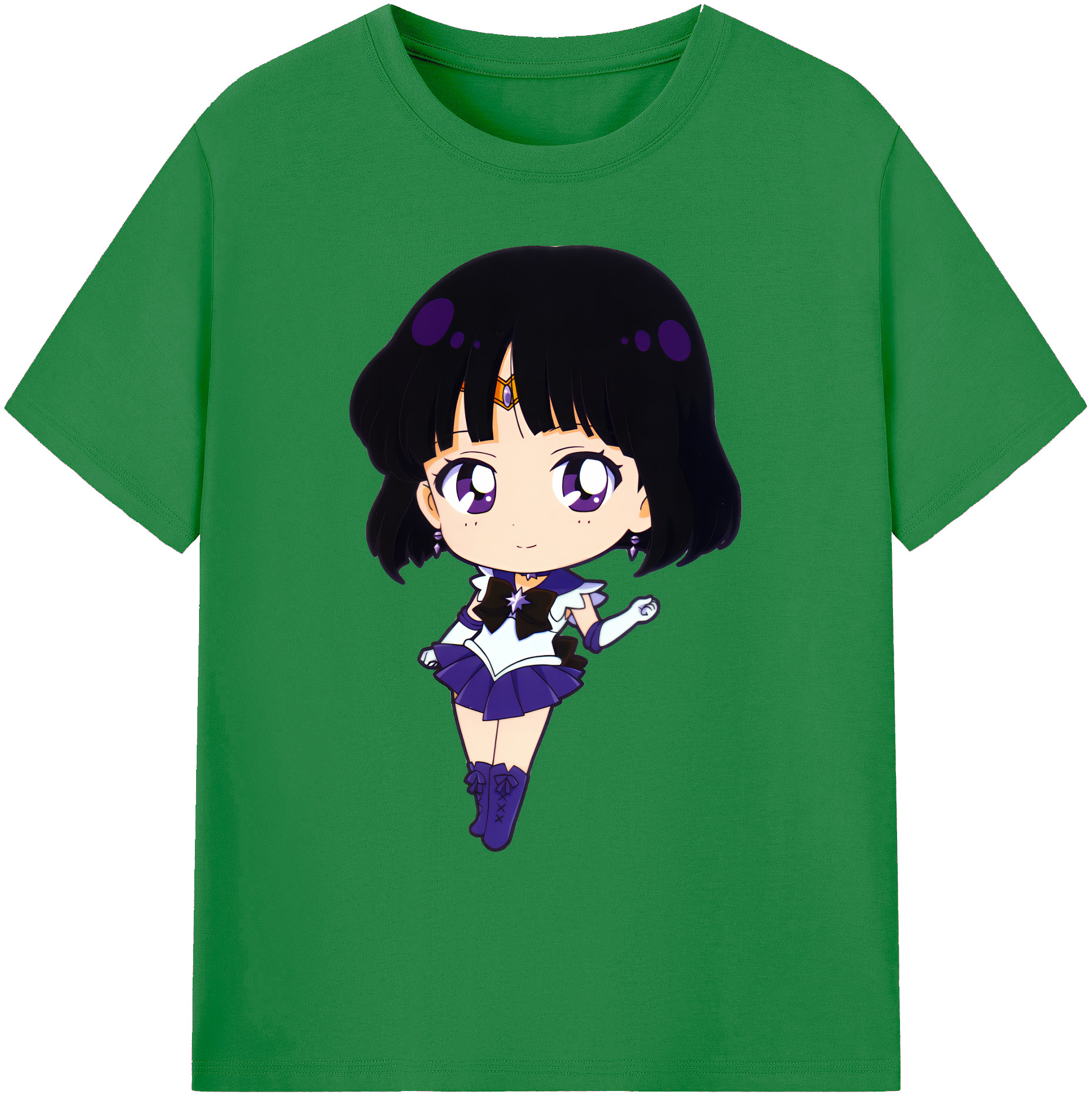 （画像用） 美少女戦士セーラームーン 土萠ほたる Sailor Moon Tomoe Hotaru （セーラーサターン；Sailor Saturn） 綿100％ メンズ半袖Tシャツ｜肌触りやわらか＆通気性