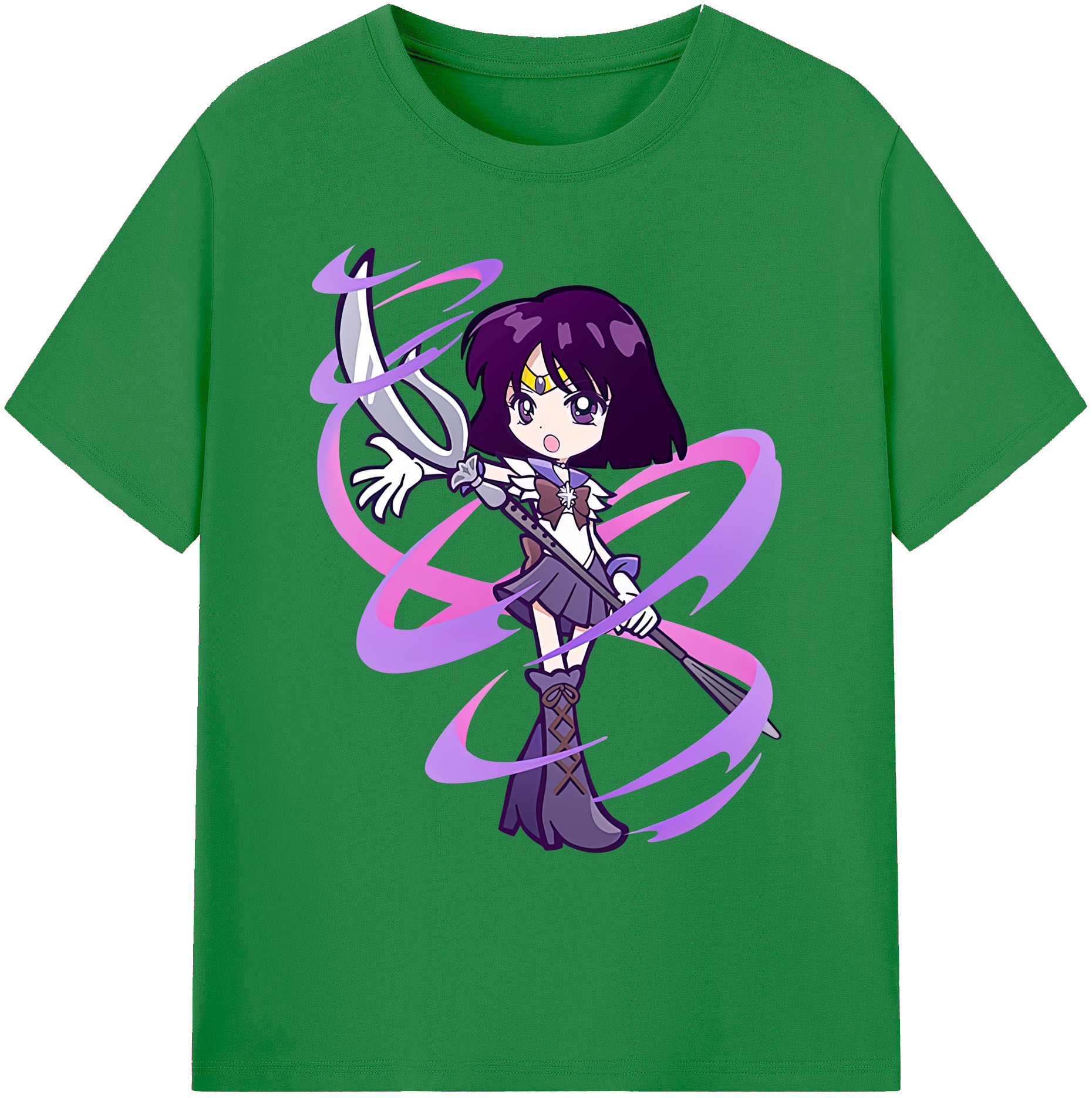 （画像用） 美少女戦士セーラームーン 土萠ほたる Sailor Moon Tomoe Hotaru （セーラーサターン；Sailor Saturn） 綿100％ メンズ半袖Tシャツ｜肌触りやわらか＆通気性