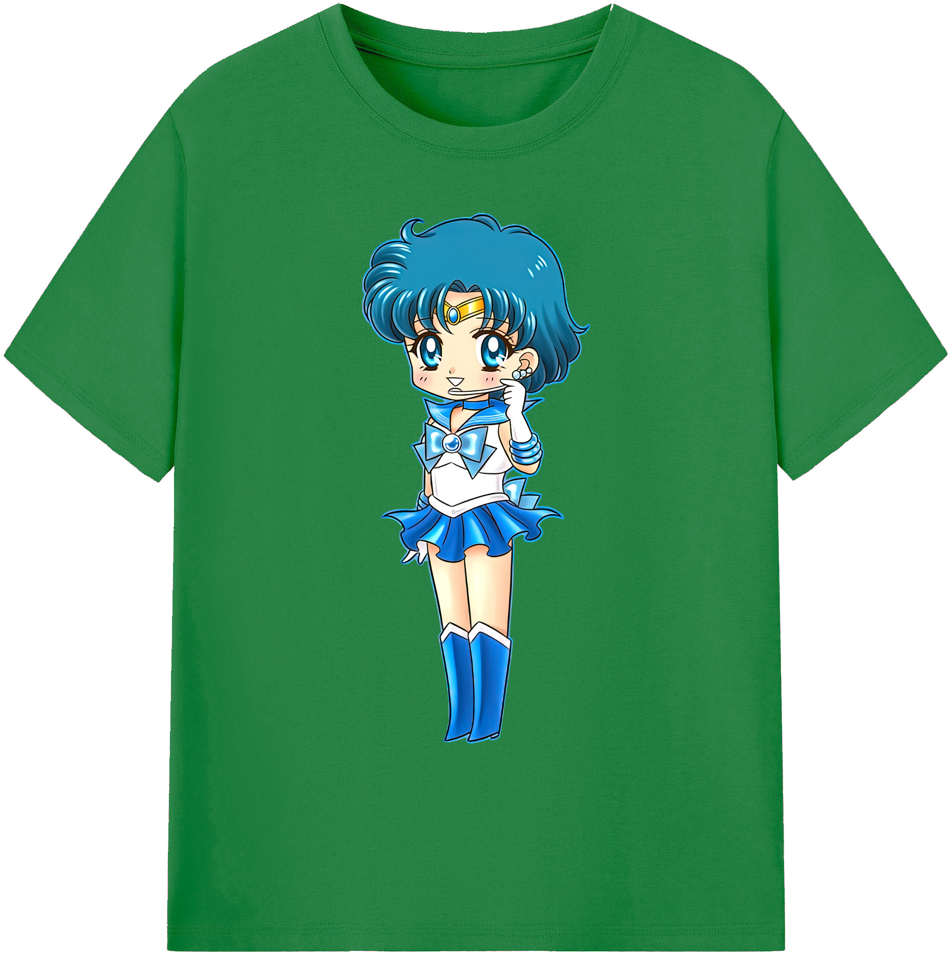 （画像用） 美少女戦士セーラームーン 水野 亜美 みずの あみ Sailor Moon Mizuno Ami 綿100％ メンズ半袖Tシャツ｜肌触りやわらか＆通気性