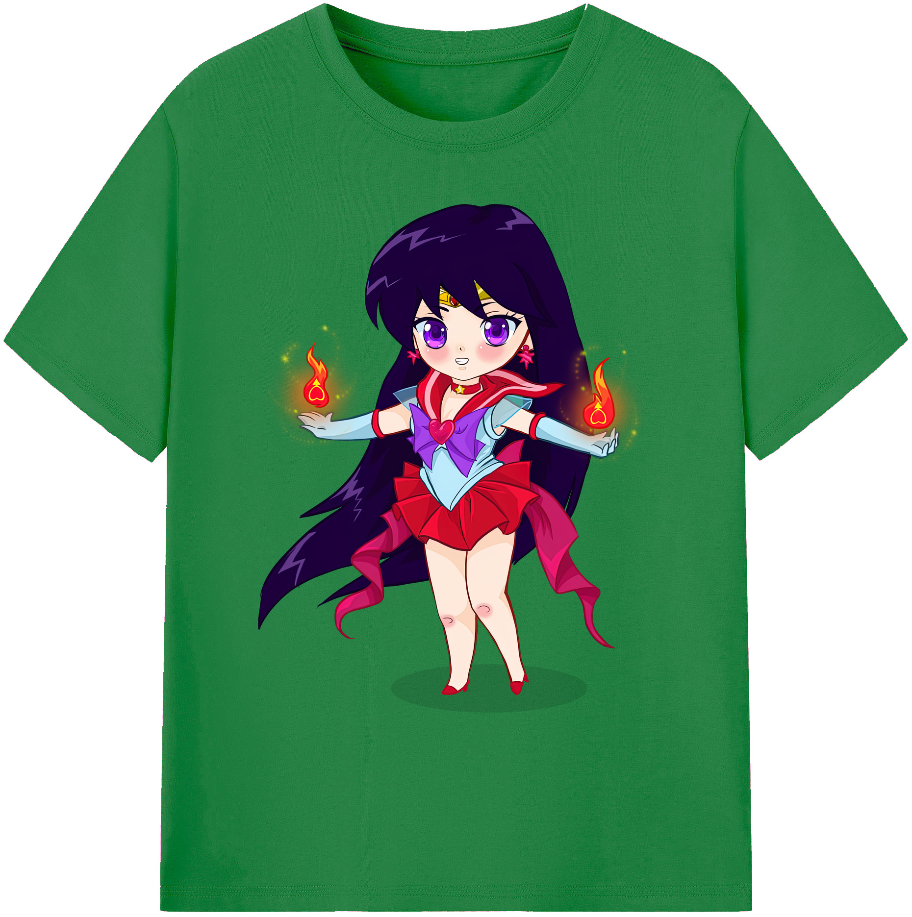 （画像用） 美少女戦士セーラームーン 火野レイ ひの レイ Sailor Moon Hino Rei （セーラーマーズ,Sailor Mars） 綿100％ メンズ半袖Tシャツ｜肌触りやわらか＆通気性