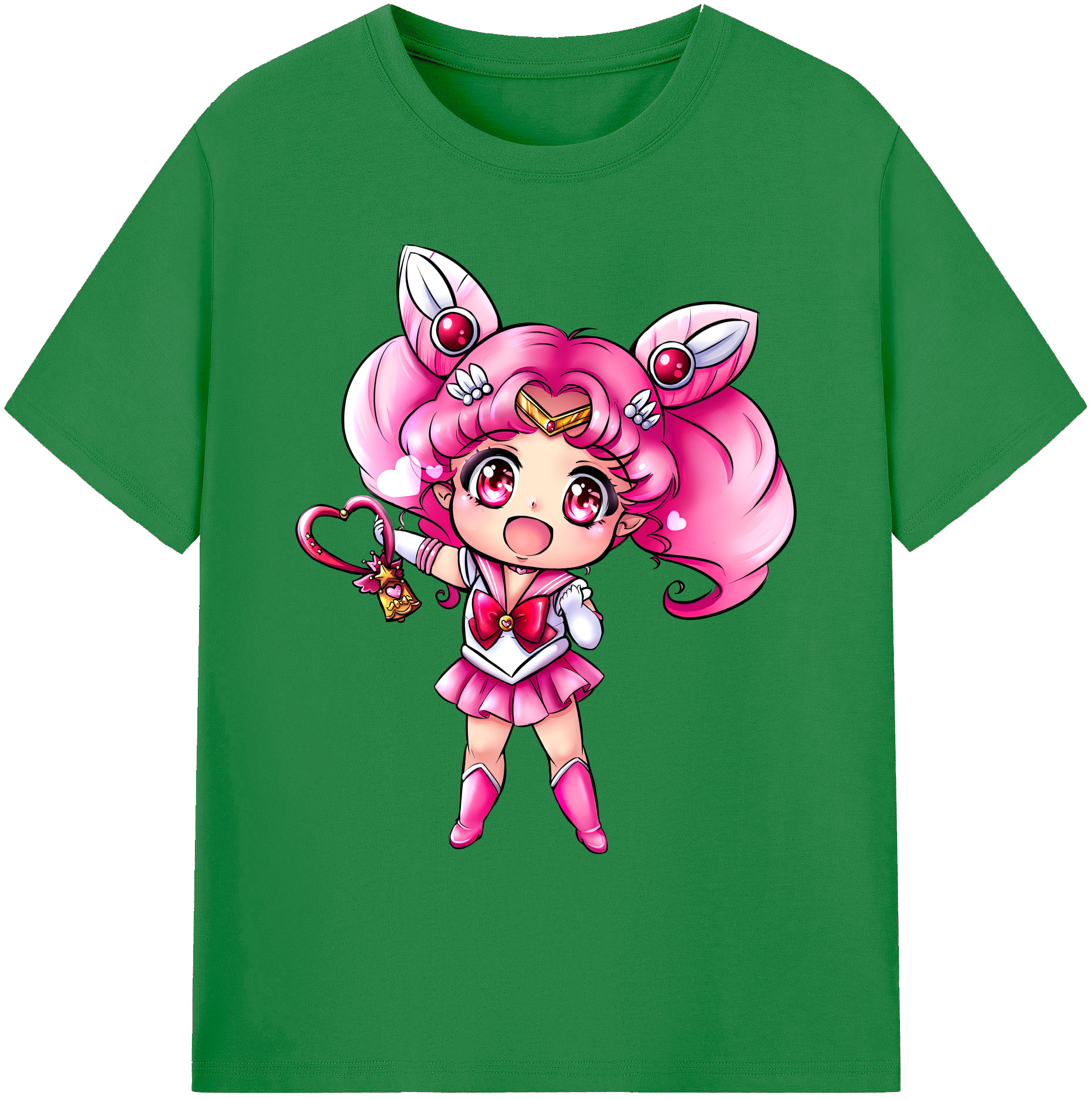 （画像用） 美少女戦士セーラームーン ちびうさ Sailor Moon Chibiusa Tsukino Usagi Small Lady Serenity 綿100％ メンズ半袖Tシャツ｜肌触りやわらか＆通気性