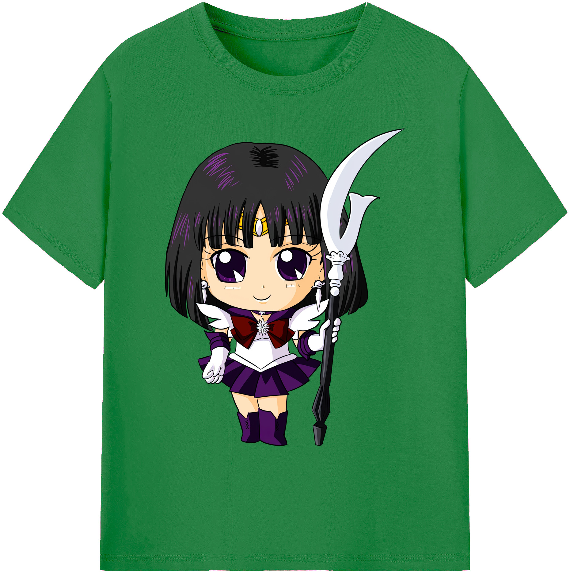 （画像用） 美少女戦士セーラームーン 土萠ほたる Sailor Moon Tomoe Hotaru （セーラーサターン；Sailor Saturn） 綿100％ メンズ半袖Tシャツ｜肌触りやわらか＆通気性