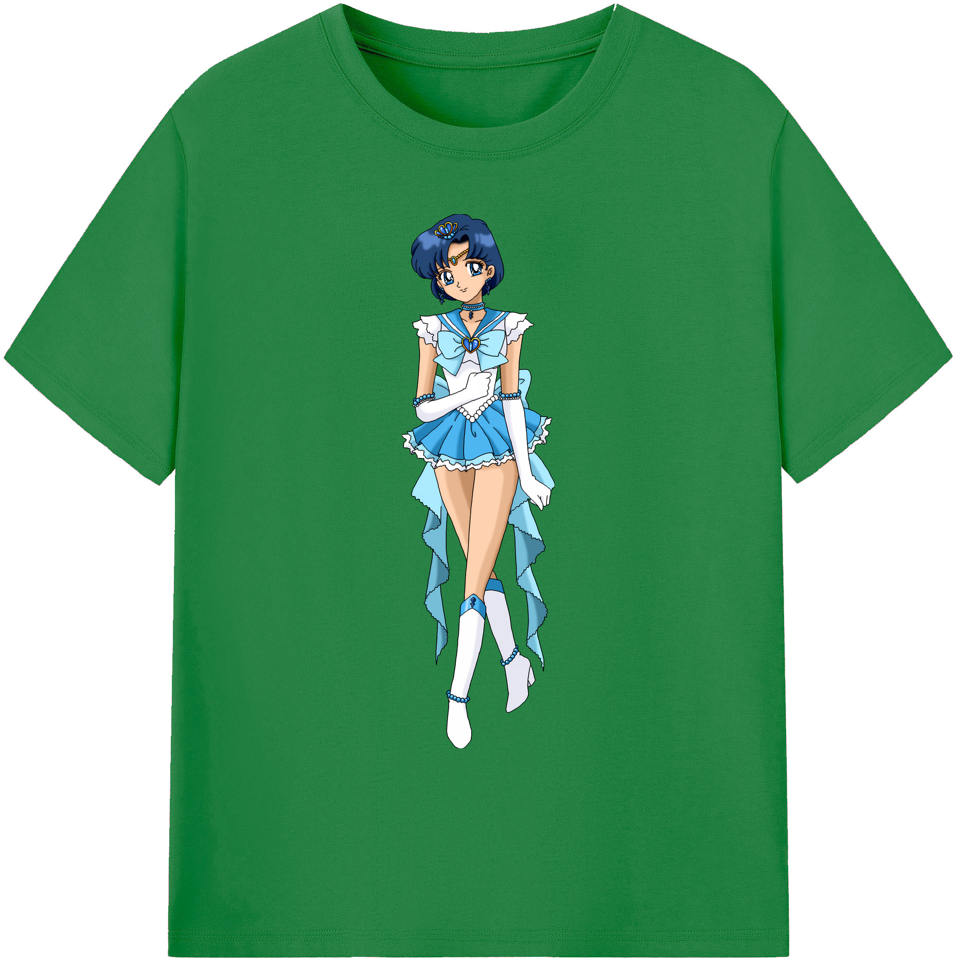 （画像用） 美少女戦士セーラームーン 水野 亜美 みずの あみ Sailor Moon Mizuno Ami 綿100％ メンズ半袖Tシャツ｜肌触りやわらか＆通気性