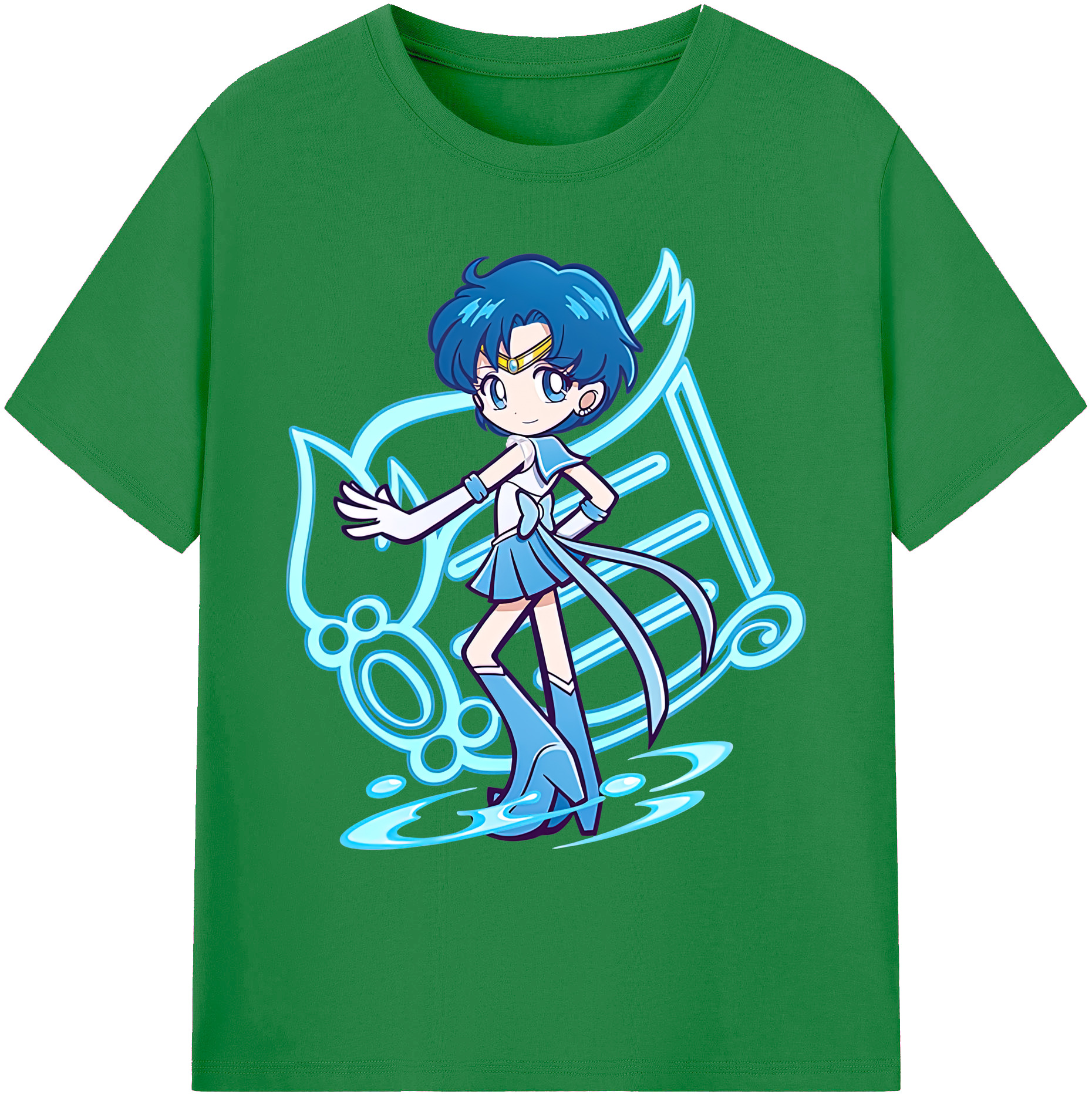 （画像用） 美少女戦士セーラームーン 水野 亜美 みずの あみ Sailor Moon Mizuno Ami 綿100％ メンズ半袖Tシャツ｜肌触りやわらか＆通気性