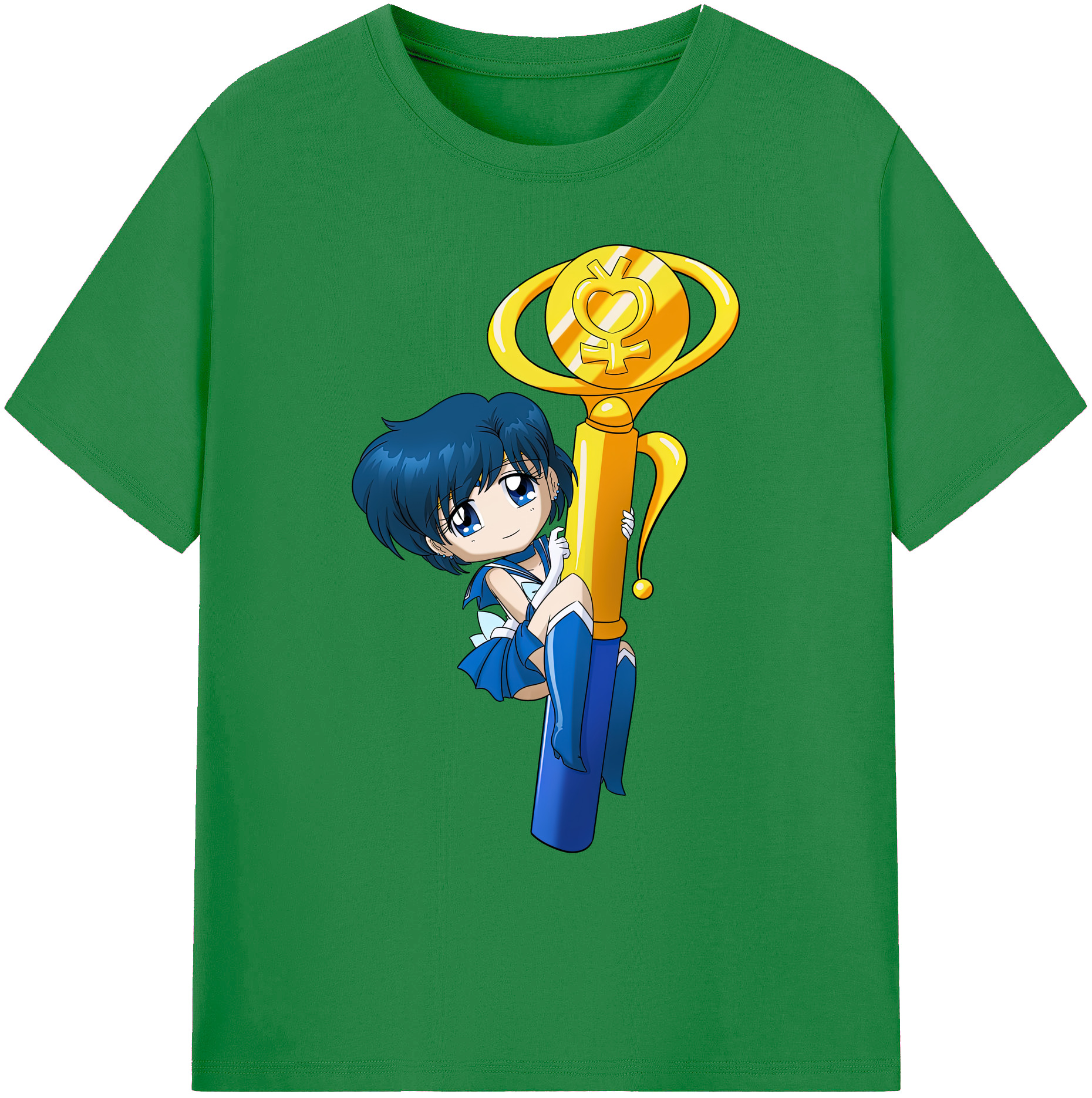 （画像用） 美少女戦士セーラームーン 水野 亜美 みずの あみ Sailor Moon Mizuno Ami 綿100％ メンズ半袖Tシャツ｜肌触りやわらか＆通気性
