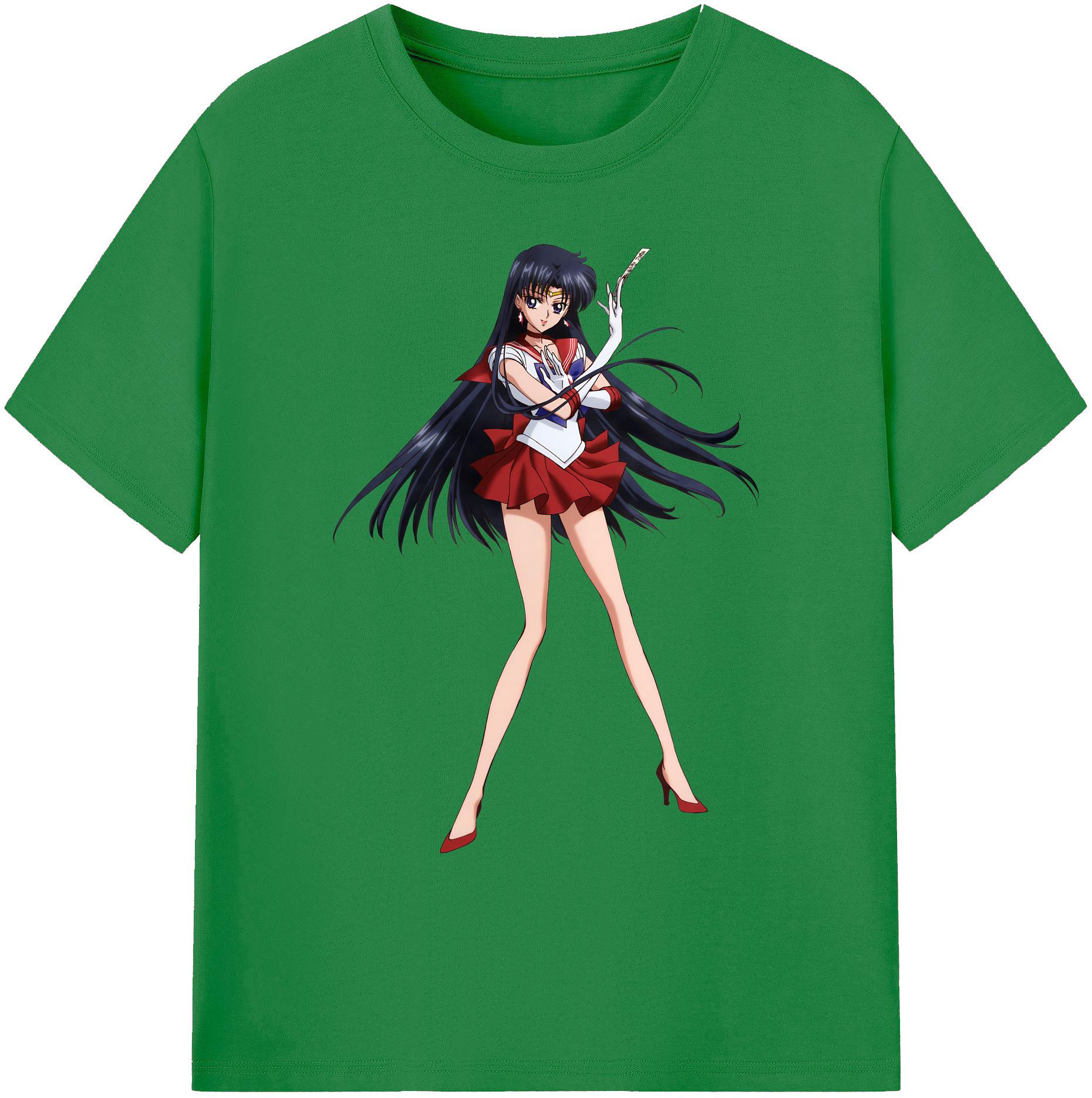 （画像用） 美少女戦士セーラームーン 火野レイ ひの レイ Sailor Moon Hino Rei （セーラーマーズ,Sailor Mars） 綿100％ メンズ半袖Tシャツ｜肌触りやわらか＆通気性