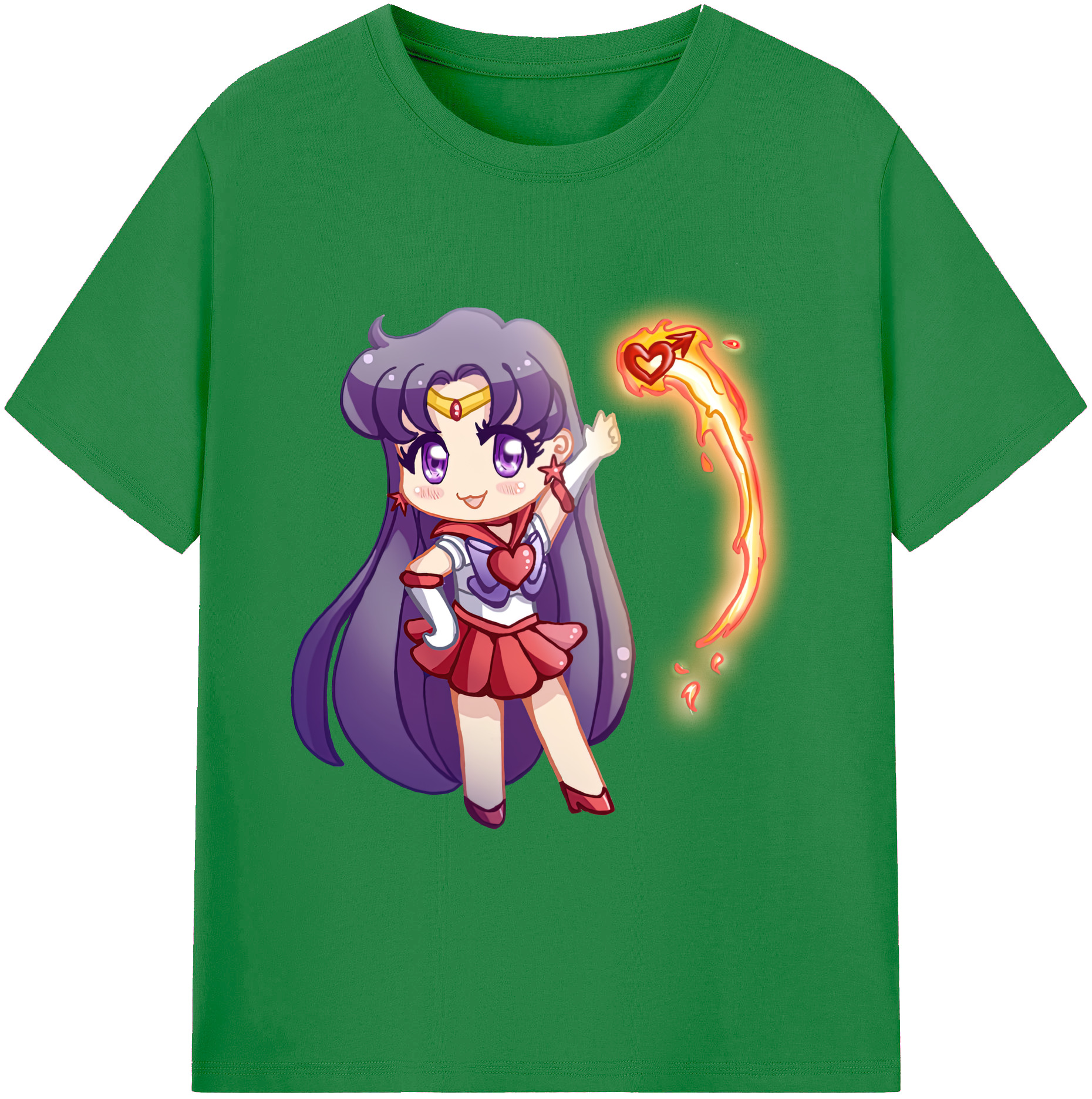 （画像用） 美少女戦士セーラームーン 火野レイ ひの レイ Sailor Moon Hino Rei （セーラーマーズ,Sailor Mars） 綿100％ メンズ半袖Tシャツ｜肌触りやわらか＆通気性