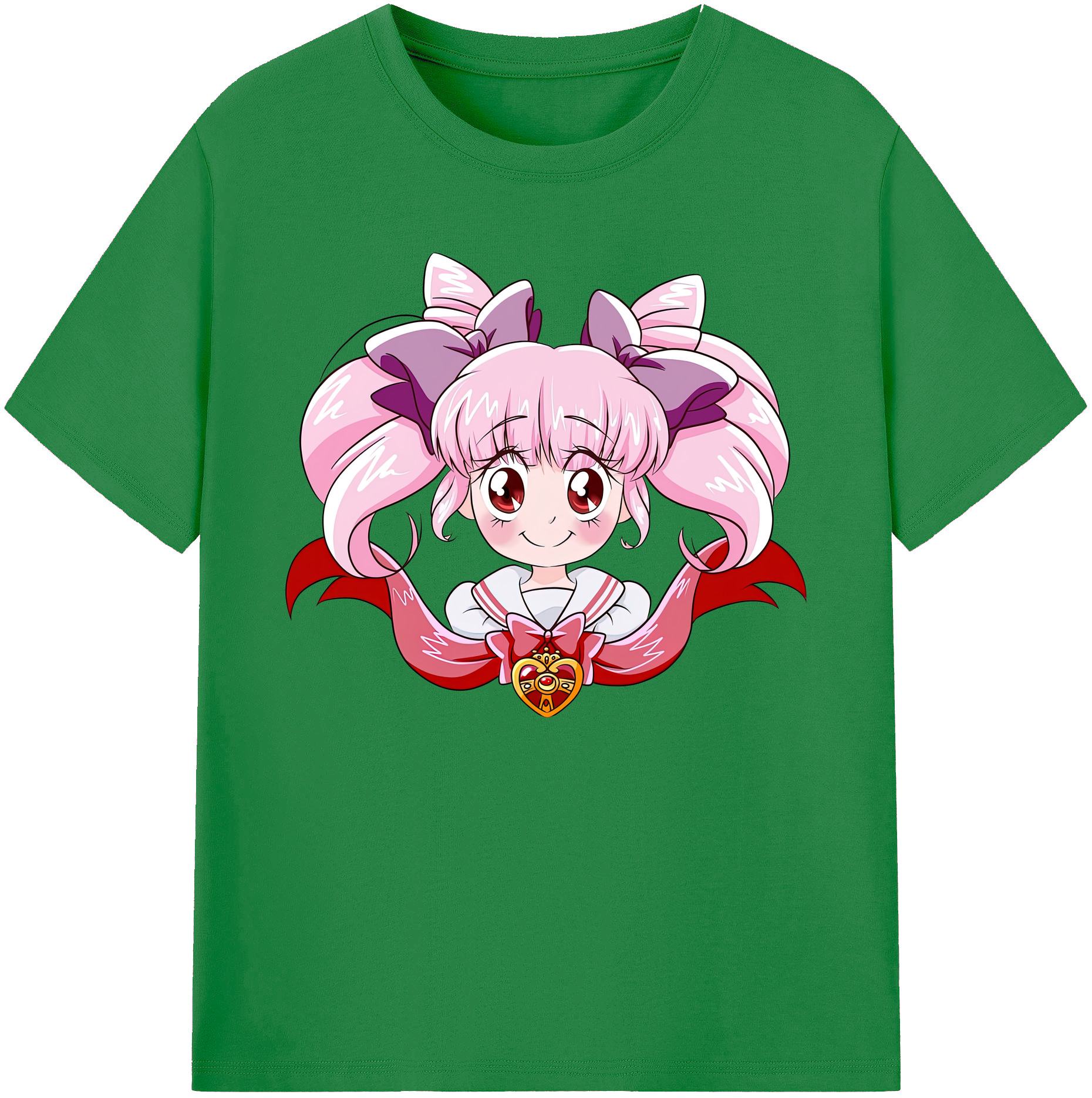 （画像用） 美少女戦士セーラームーン ちびうさ Sailor Moon Chibiusa Tsukino Usagi Small Lady Serenity 綿100％ メンズ半袖Tシャツ｜肌触りやわらか＆通気性