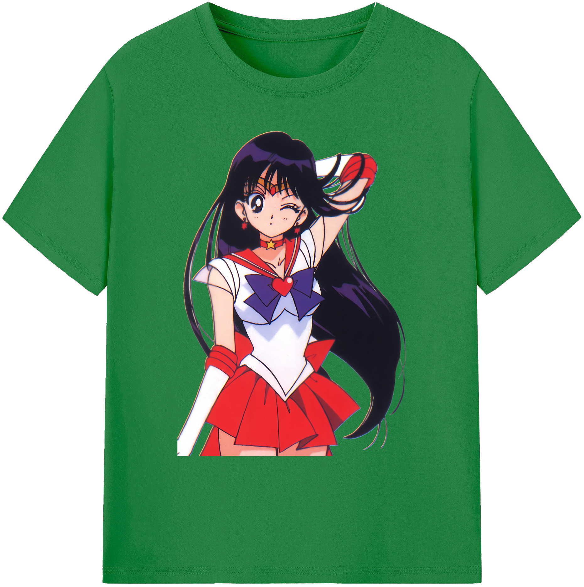 （画像用） 美少女戦士セーラームーン 火野レイ ひの レイ Sailor Moon Hino Rei （セーラーマーズ,Sailor Mars） 綿100％ メンズ半袖Tシャツ｜肌触りやわらか＆通気性