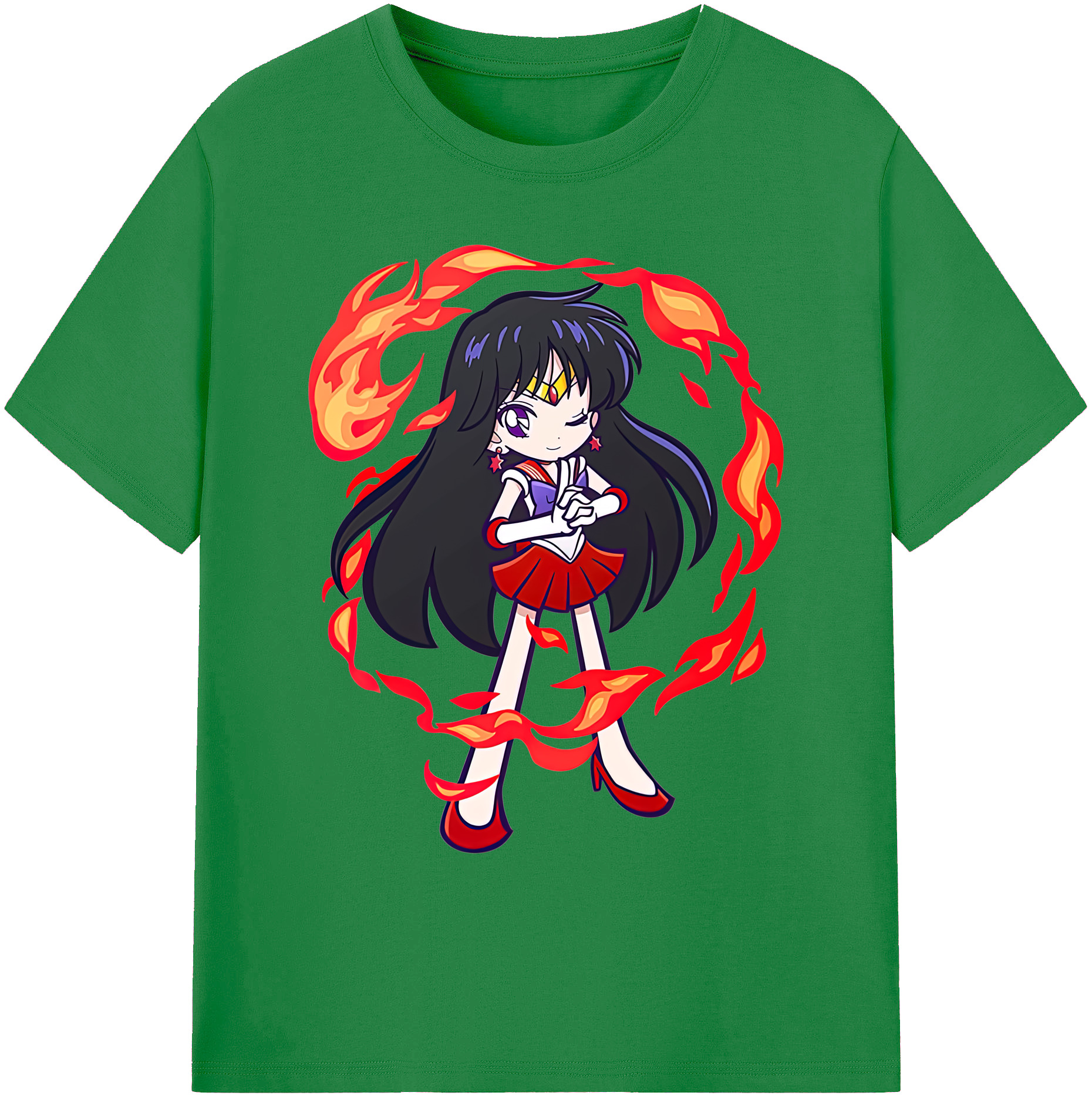 （画像用） 美少女戦士セーラームーン 火野レイ ひの レイ Sailor Moon Hino Rei （セーラーマーズ,Sailor Mars） 綿100％ メンズ半袖Tシャツ｜肌触りやわらか＆通気性