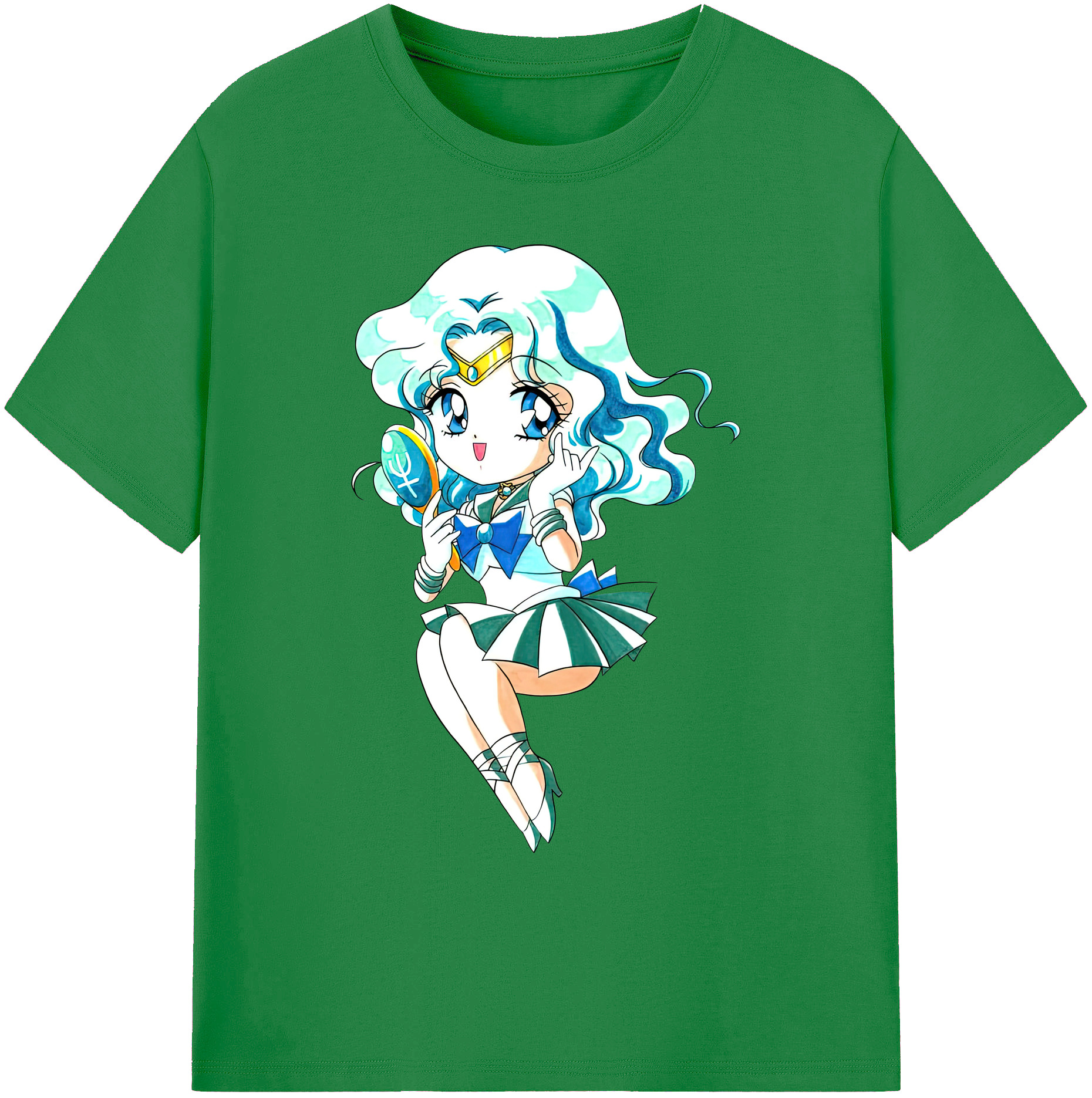 （画像用） 美少女戦士セーラームーン 海王 みちる（かいおう みちる） Sailor Moon Kaiou Michiru 綿100％ メンズ半袖Tシャツ｜肌触りやわらか＆通気性