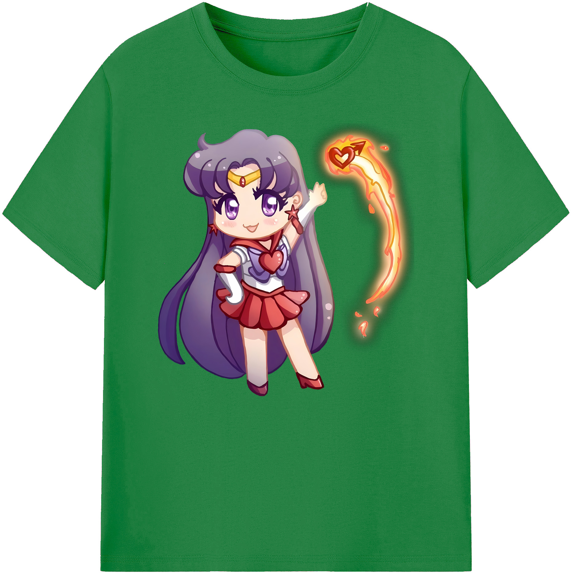 （画像用） 美少女戦士セーラームーン 火野レイ ひの レイ Sailor Moon Hino Rei （セーラーマーズ,Sailor Mars） 綿100％ メンズ半袖Tシャツ｜肌触りやわらか＆通気性