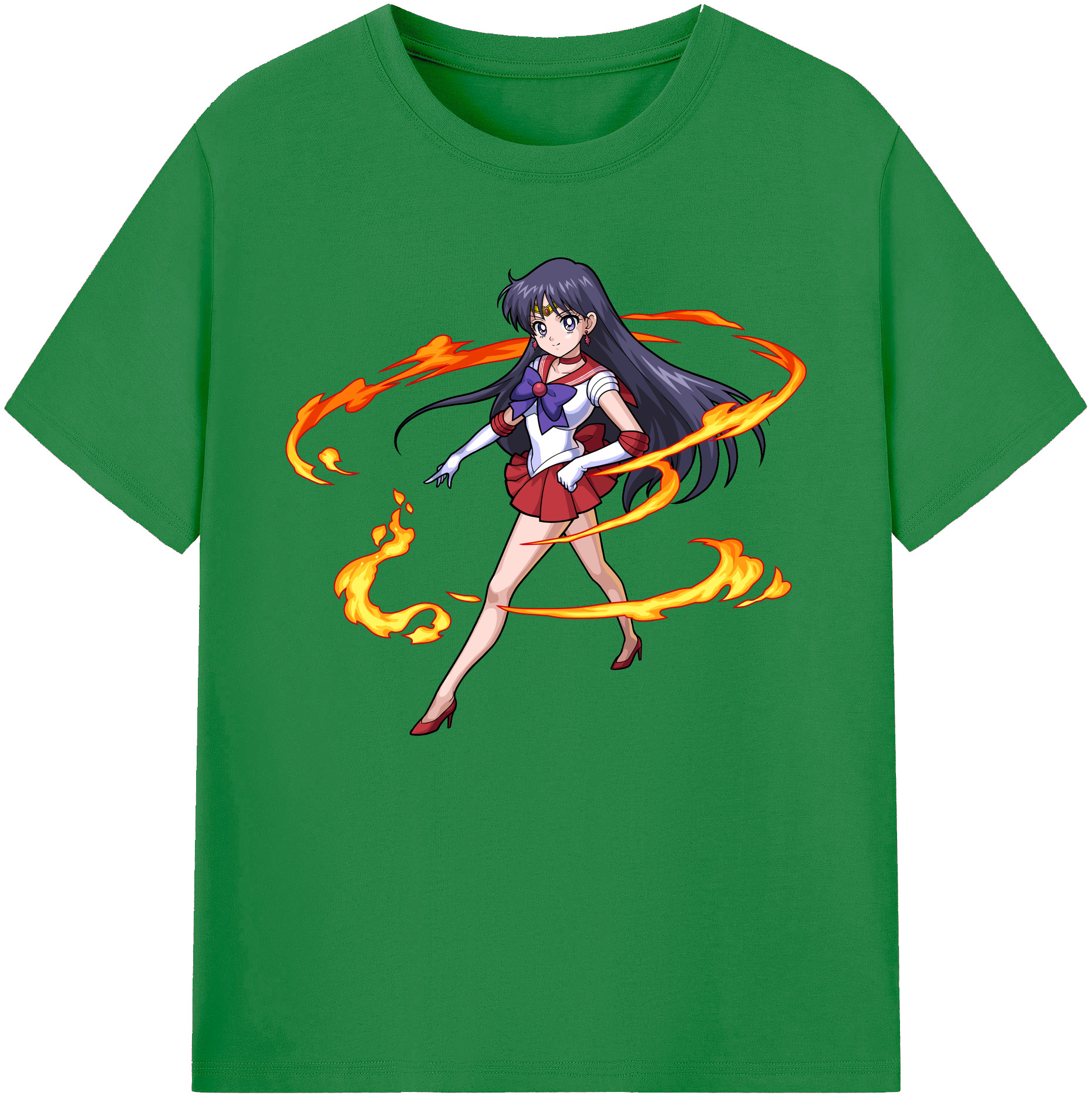 （画像用） 美少女戦士セーラームーン 火野レイ ひの レイ Sailor Moon Hino Rei （セーラーマーズ,Sailor Mars） 綿100％ メンズ半袖Tシャツ｜肌触りやわらか＆通気性