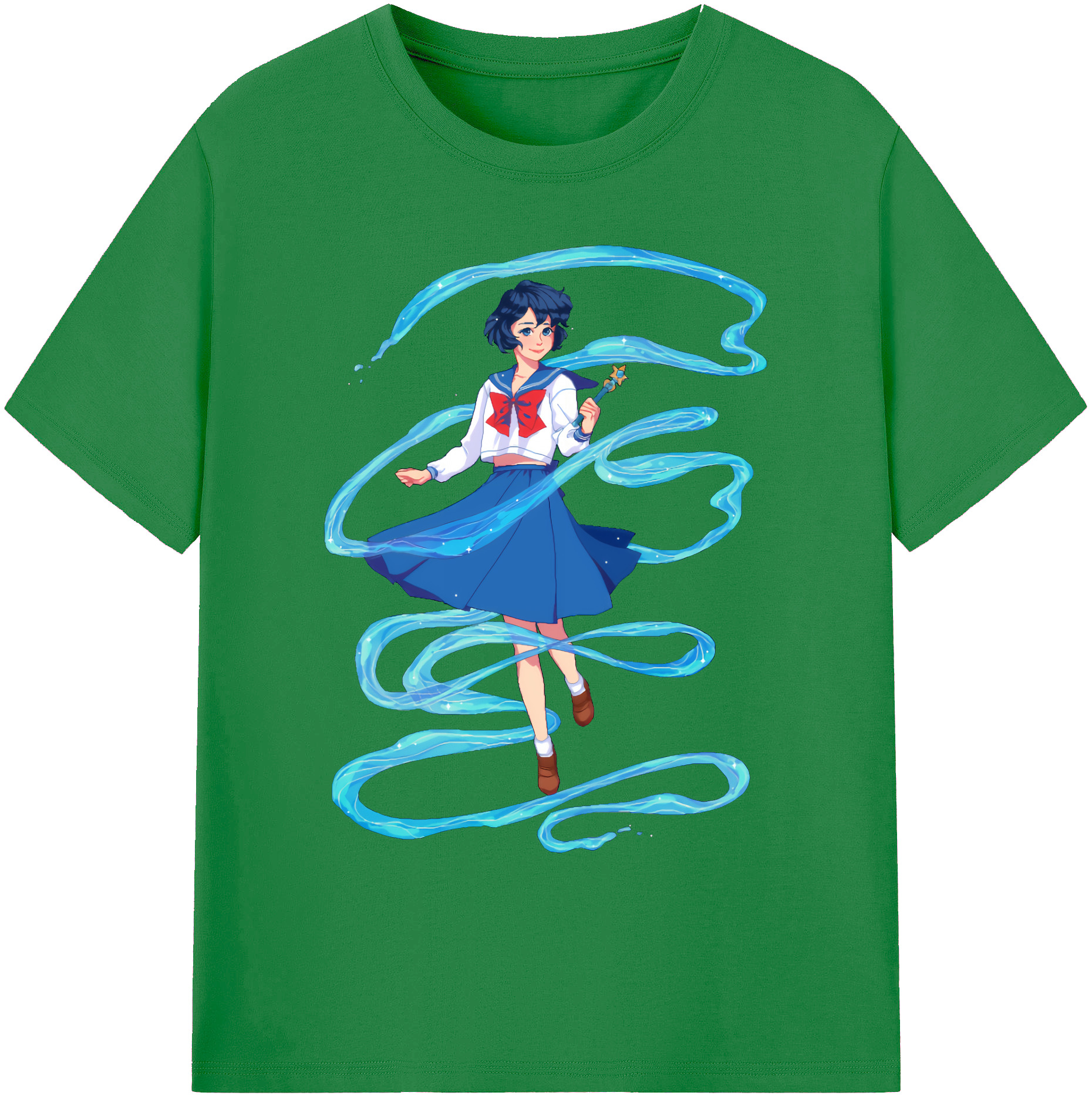 （画像用） 美少女戦士セーラームーン 水野 亜美 みずの あみ Sailor Moon Mizuno Ami 綿100％ メンズ半袖Tシャツ｜肌触りやわらか＆通気性