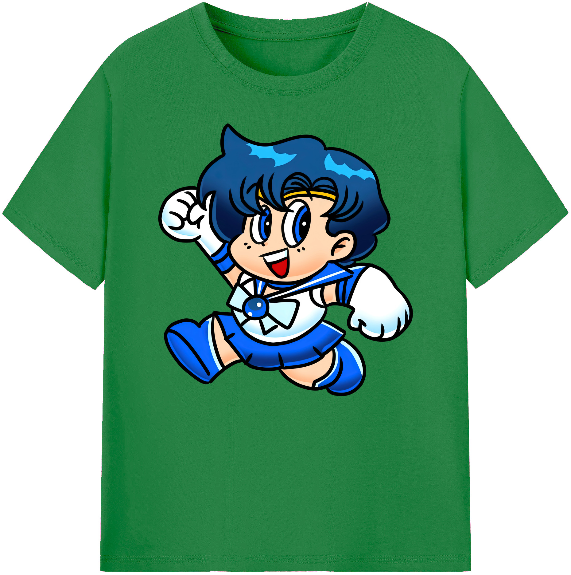 （画像用） 美少女戦士セーラームーン 水野 亜美 みずの あみ Sailor Moon Mizuno Ami 綿100％ メンズ半袖Tシャツ｜肌触りやわらか＆通気性