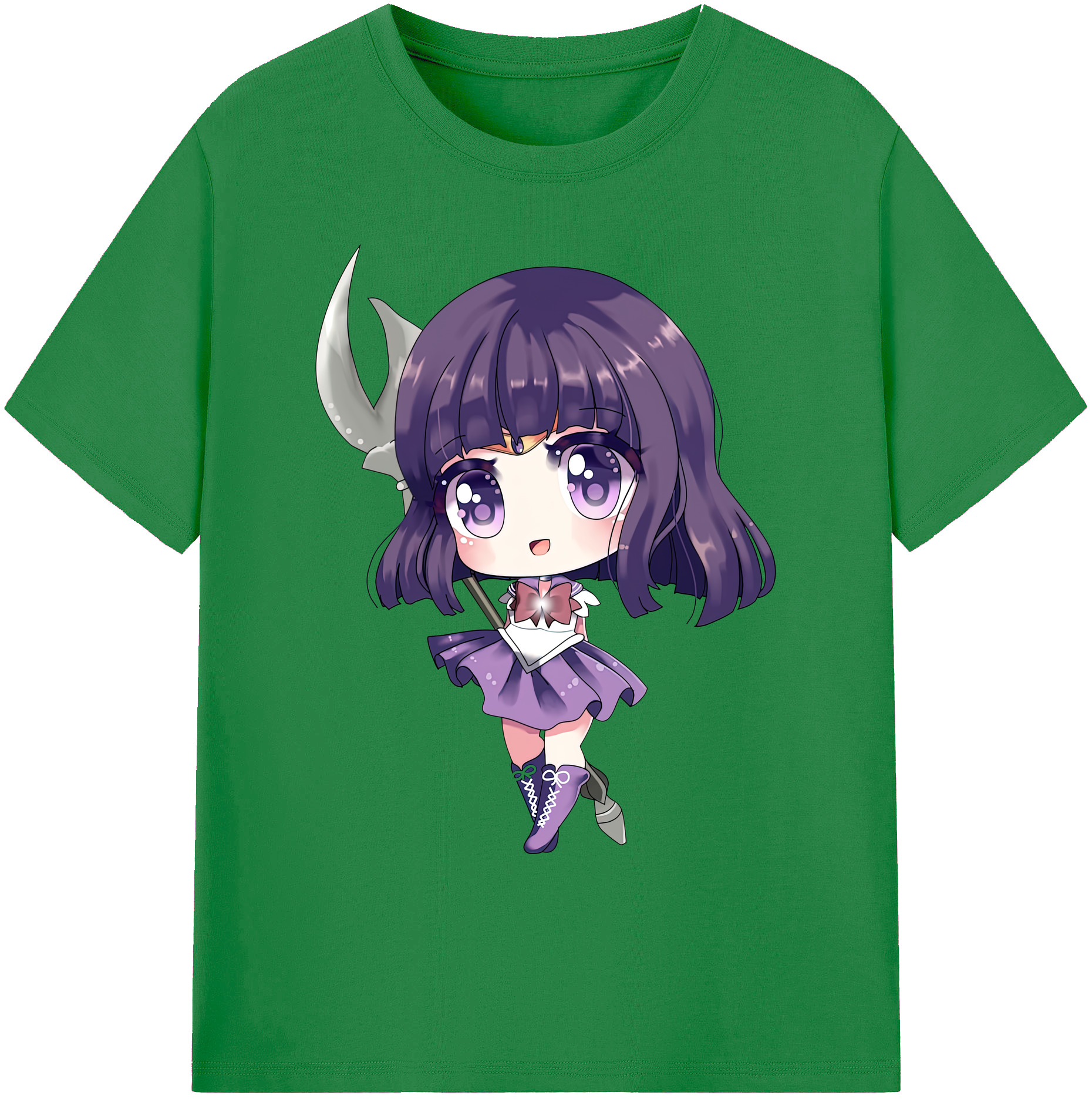 （画像用） 美少女戦士セーラームーン 土萠ほたる Sailor Moon Tomoe Hotaru （セーラーサターン；Sailor Saturn） 綿100％ メンズ半袖Tシャツ｜肌触りやわらか＆通気性