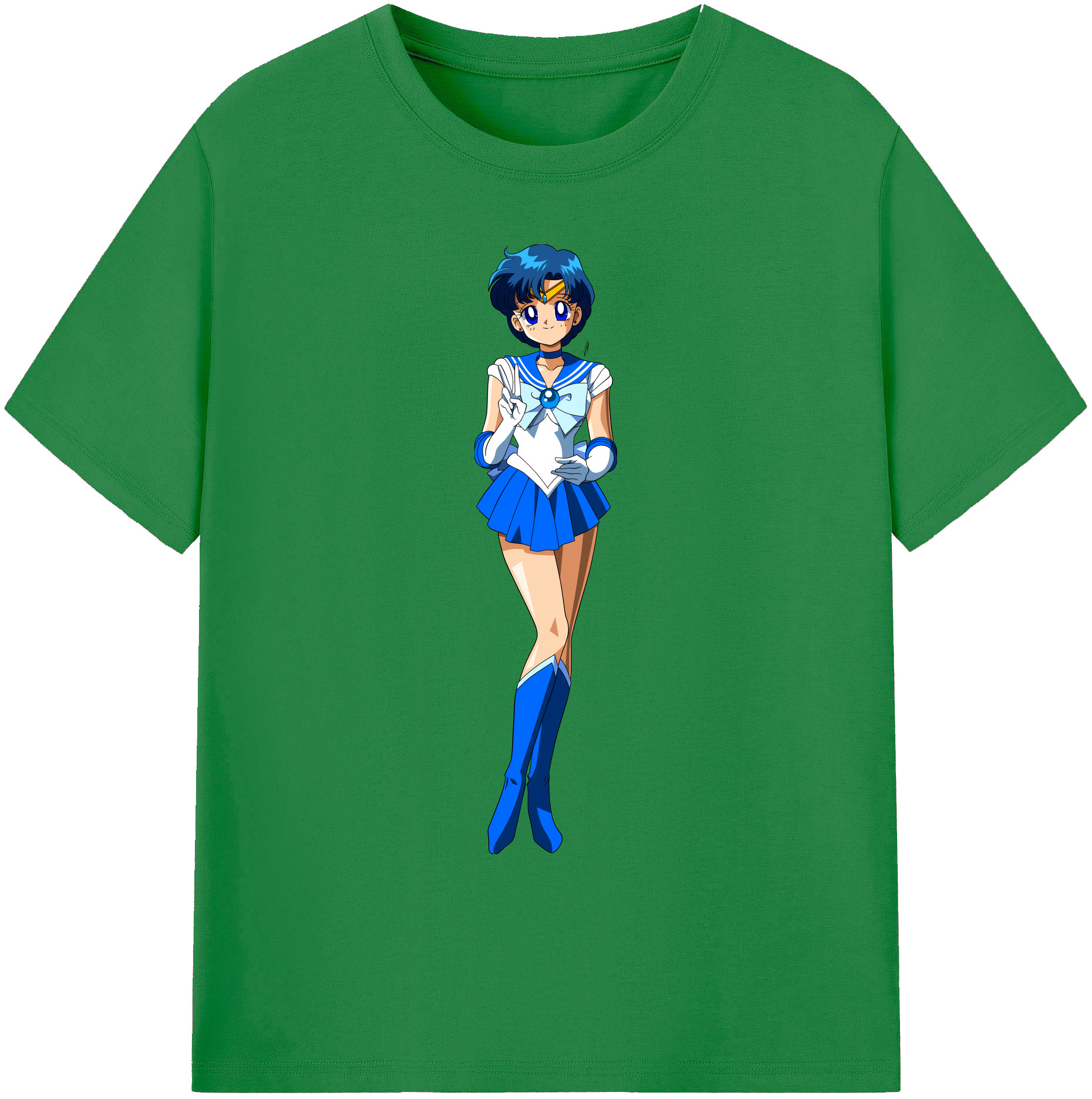 （画像用） 美少女戦士セーラームーン 水野 亜美 みずの あみ Sailor Moon Mizuno Ami 綿100％ メンズ半袖Tシャツ｜肌触りやわらか＆通気性