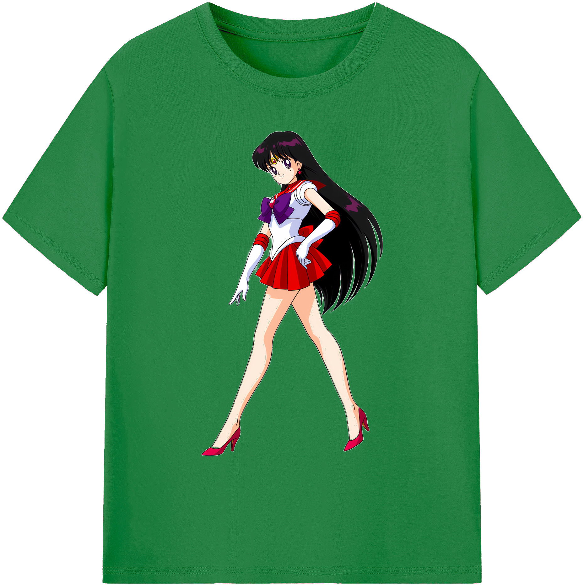 （画像用） 美少女戦士セーラームーン 火野レイ ひの レイ Sailor Moon Hino Rei （セーラーマーズ,Sailor Mars） 綿100％ メンズ半袖Tシャツ｜肌触りやわらか＆通気性