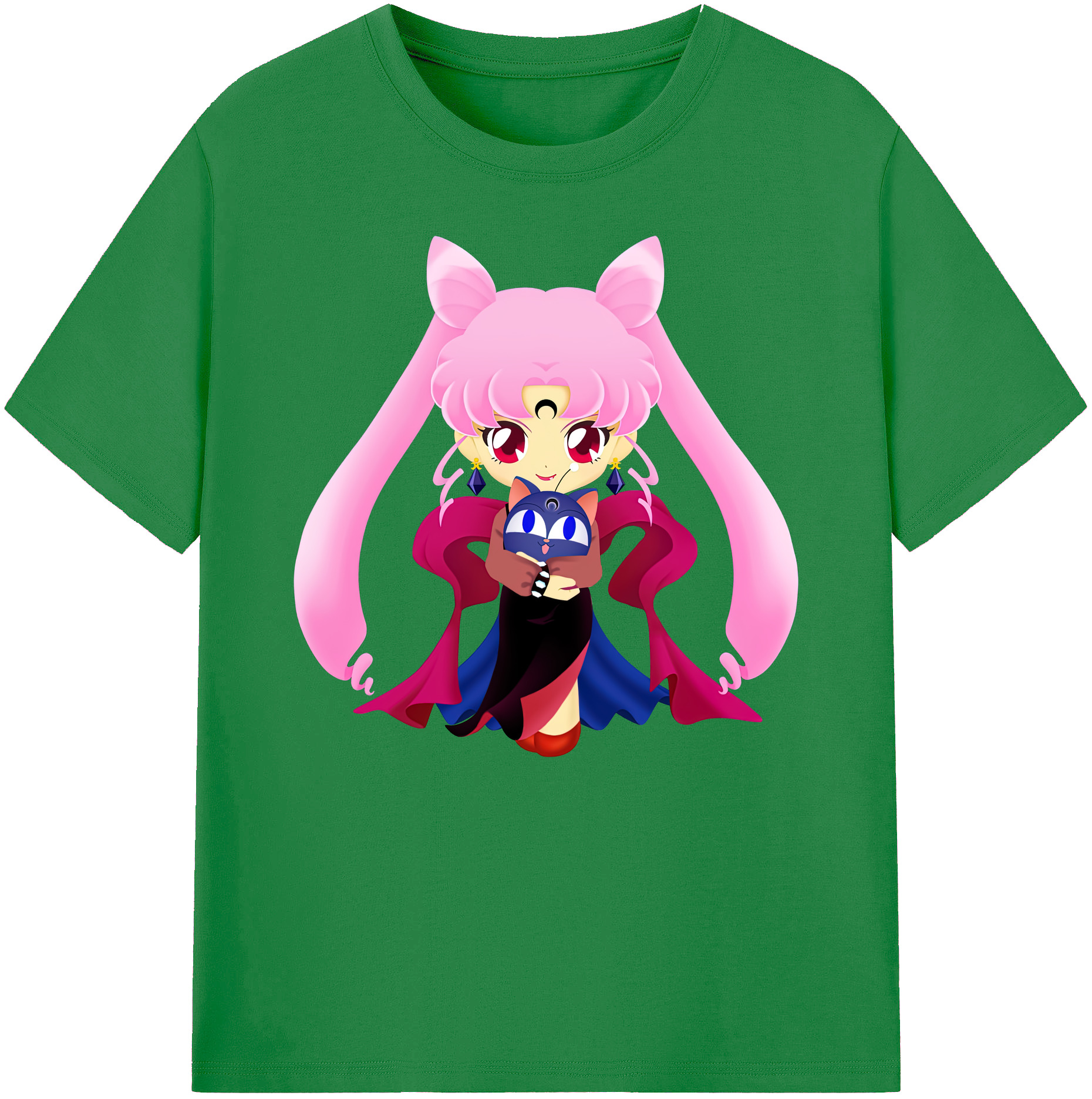 （画像用） 美少女戦士セーラームーン ちびうさ Sailor Moon Chibiusa Tsukino Usagi Small Lady Serenity 綿100％ メンズ半袖Tシャツ｜肌触りやわらか＆通気性