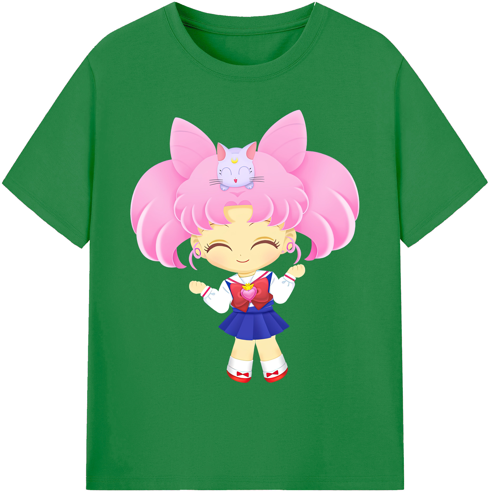 （画像用） 美少女戦士セーラームーン ちびうさ Sailor Moon Chibiusa Tsukino Usagi Small Lady Serenity 綿100％ メンズ半袖Tシャツ｜肌触りやわらか＆通気性