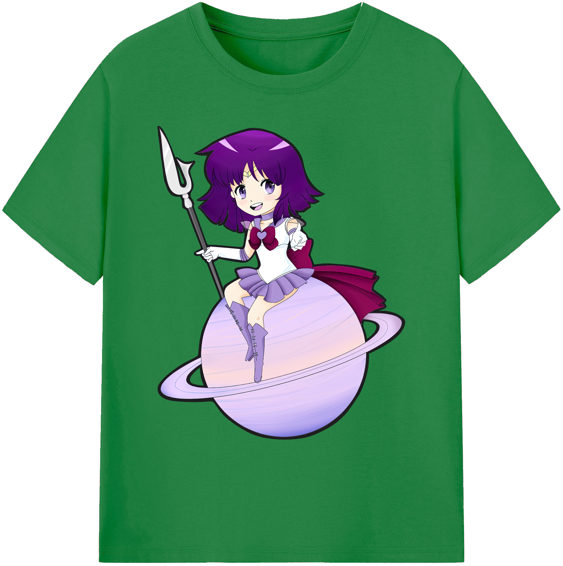 （画像用） 美少女戦士セーラームーン 土萠ほたる Sailor Moon Tomoe Hotaru （セーラーサターン；Sailor Saturn） 綿100％ メンズ半袖Tシャツ｜肌触りやわらか＆通気性