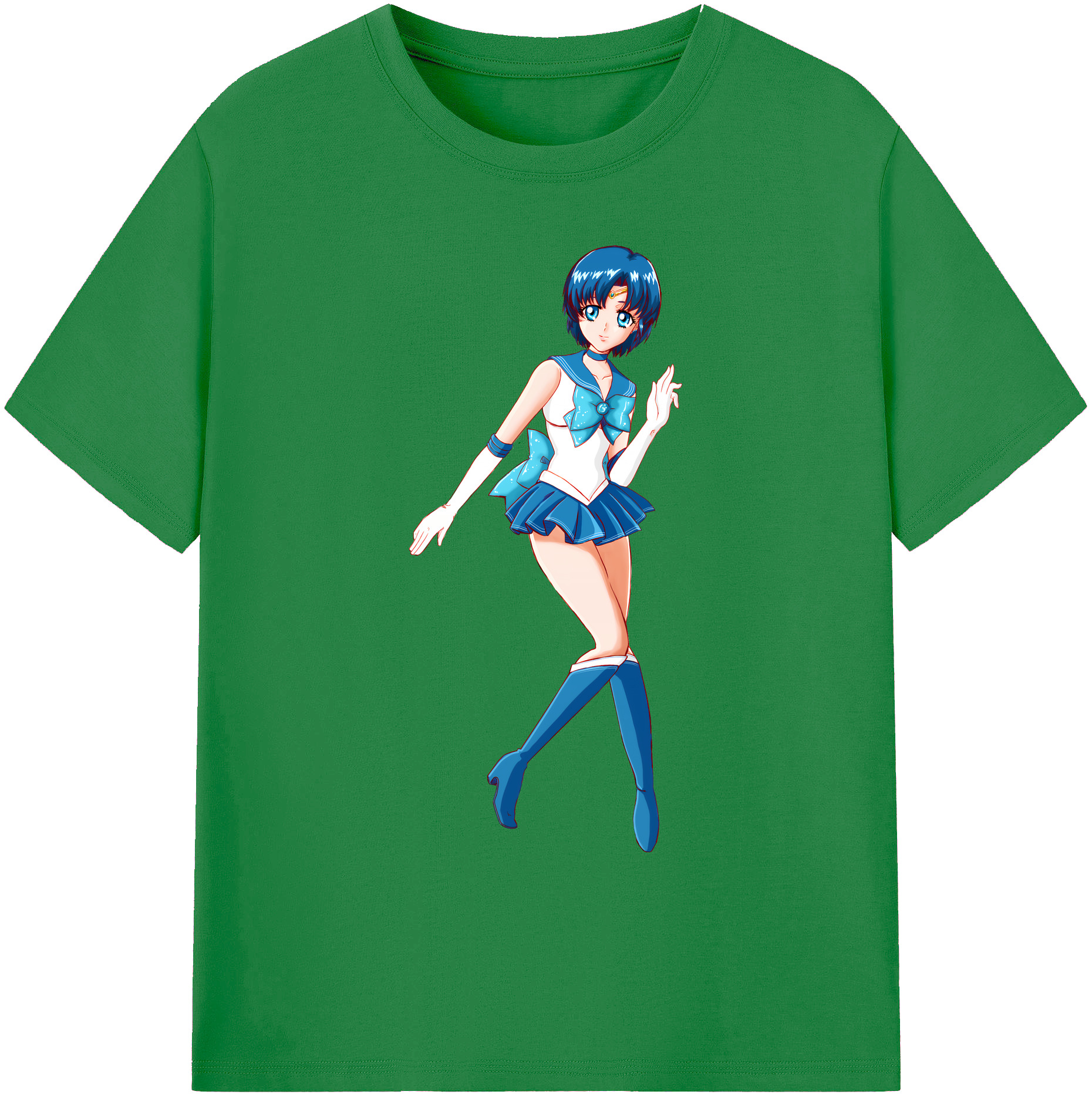 （画像用） 美少女戦士セーラームーン 水野 亜美 みずの あみ Sailor Moon Mizuno Ami 綿100％ メンズ半袖Tシャツ｜肌触りやわらか＆通気性