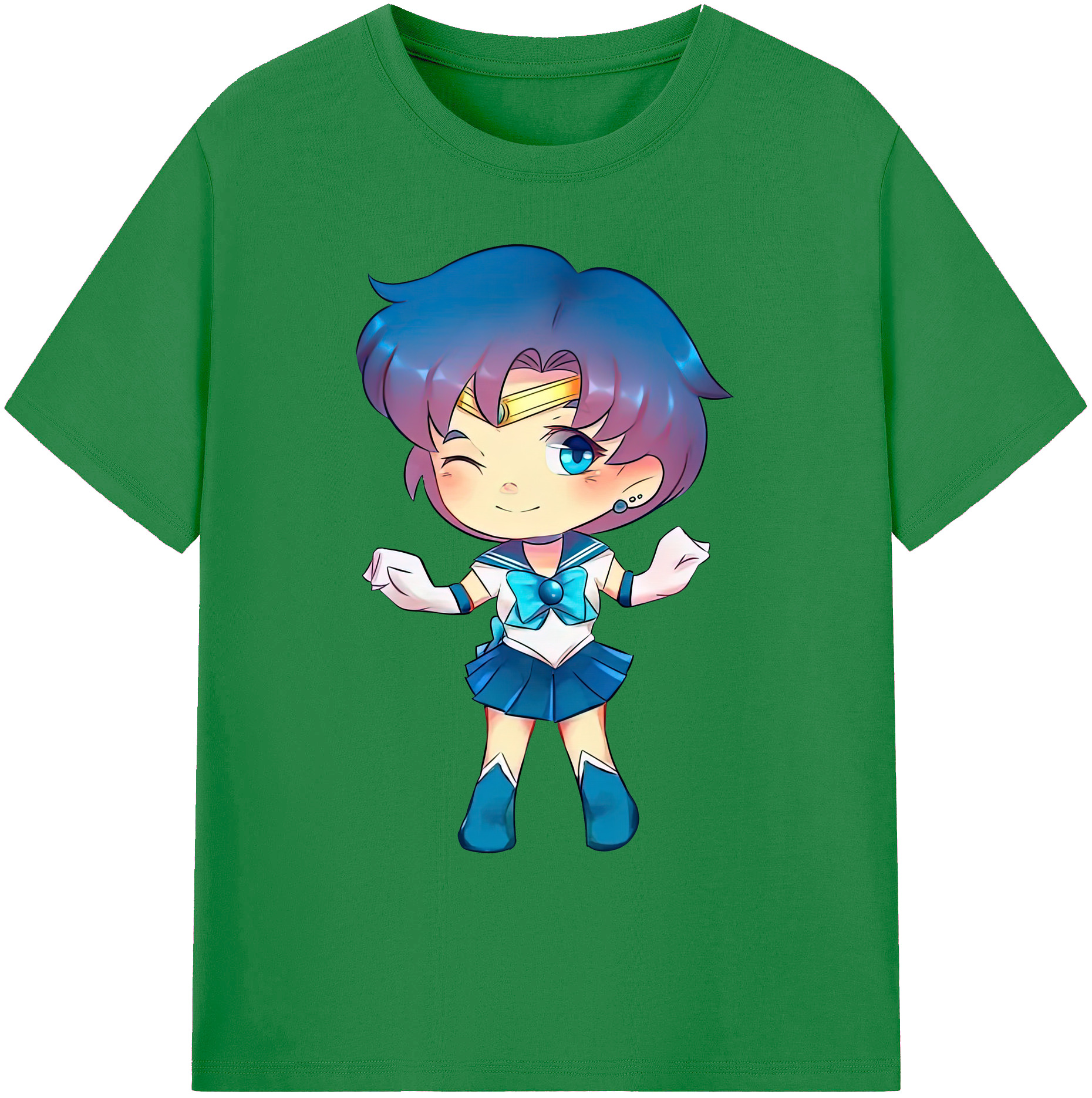（画像用） 美少女戦士セーラームーン 水野 亜美 みずの あみ Sailor Moon Mizuno Ami 綿100％ メンズ半袖Tシャツ｜肌触りやわらか＆通気性