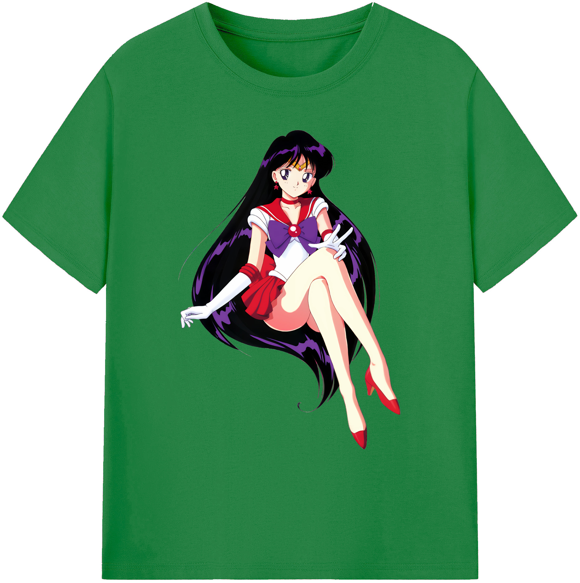 （画像用） 美少女戦士セーラームーン 火野レイ ひの レイ Sailor Moon Hino Rei （セーラーマーズ,Sailor Mars） 綿100％ メンズ半袖Tシャツ｜肌触りやわらか＆通気性