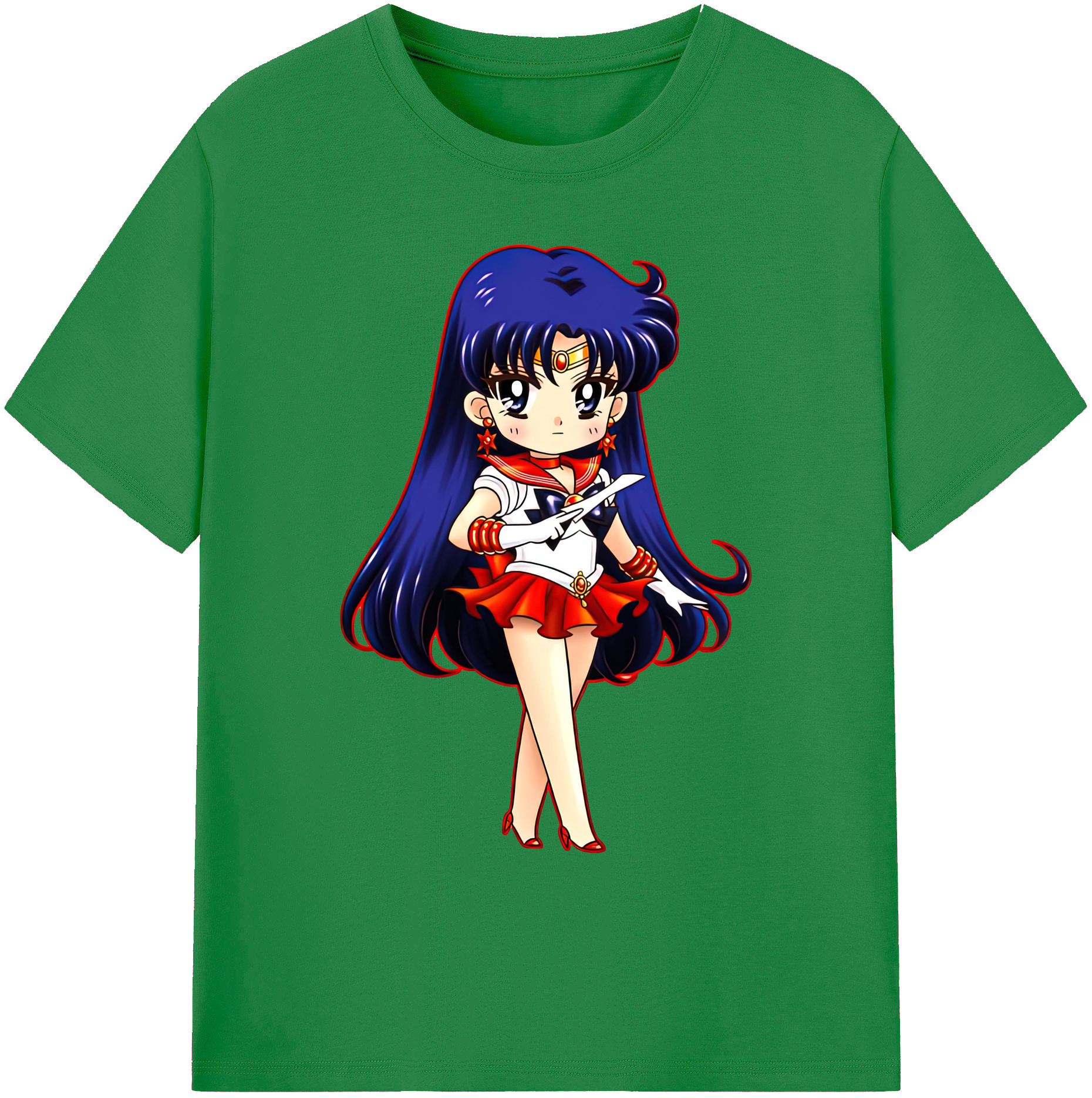 （画像用） 美少女戦士セーラームーン 火野レイ ひの レイ Sailor Moon Hino Rei （セーラーマーズ,Sailor Mars） 綿100％ メンズ半袖Tシャツ｜肌触りやわらか＆通気性