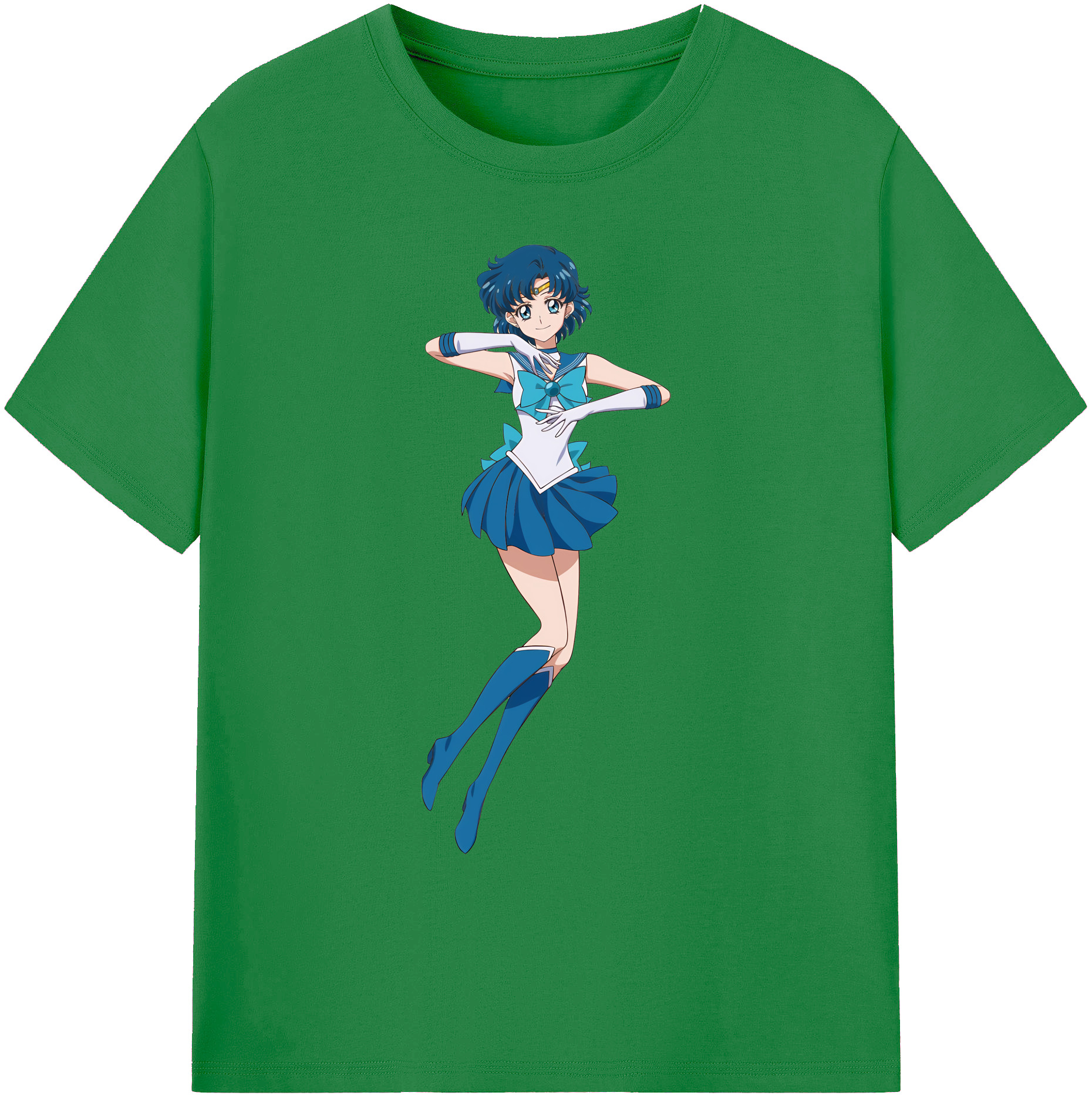 （画像用） 美少女戦士セーラームーン 水野 亜美 みずの あみ Sailor Moon Mizuno Ami 綿100％ メンズ半袖Tシャツ｜肌触りやわらか＆通気性